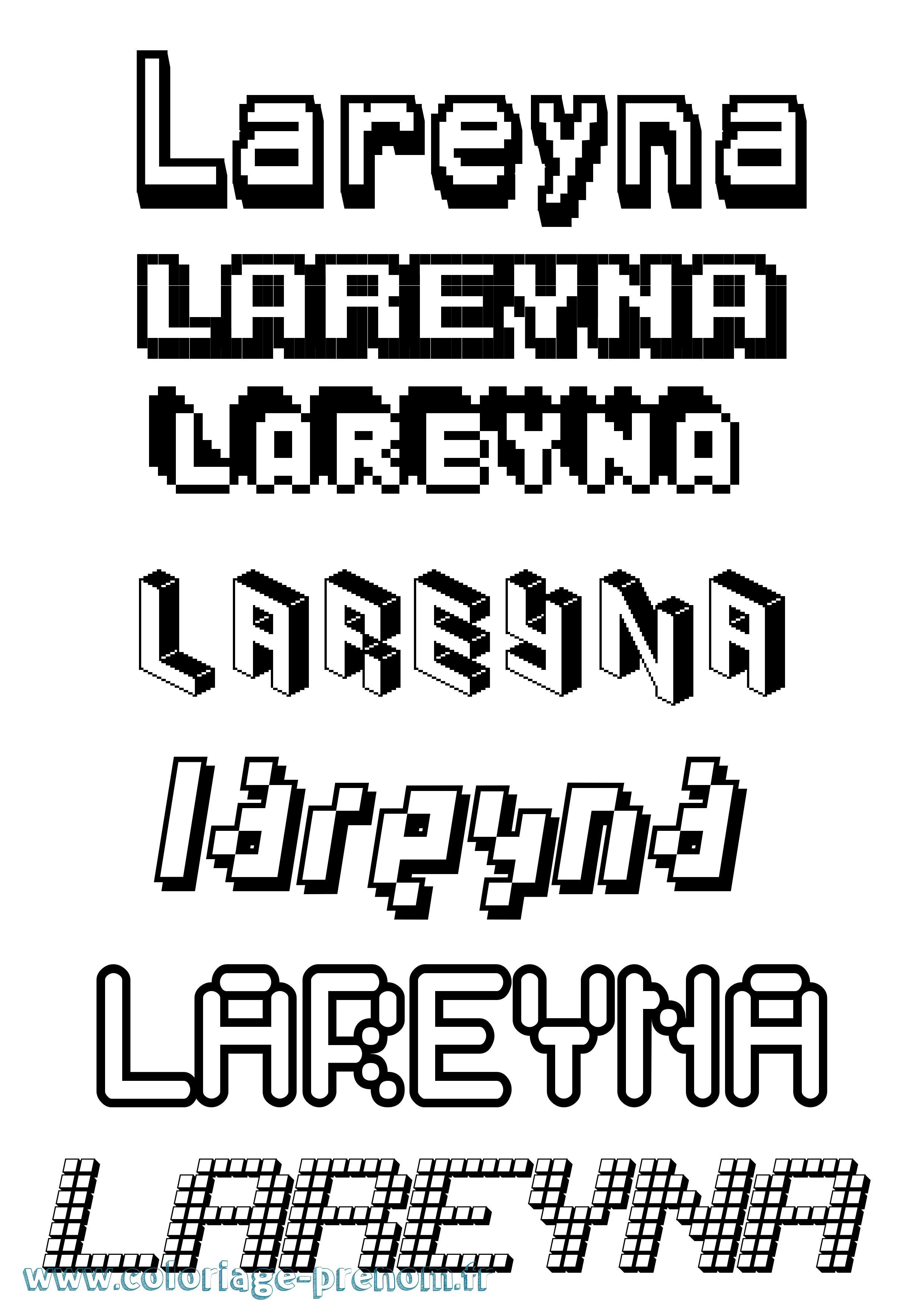 Coloriage Lareyna Pixel Coloriage prénom Lareyna Pixel