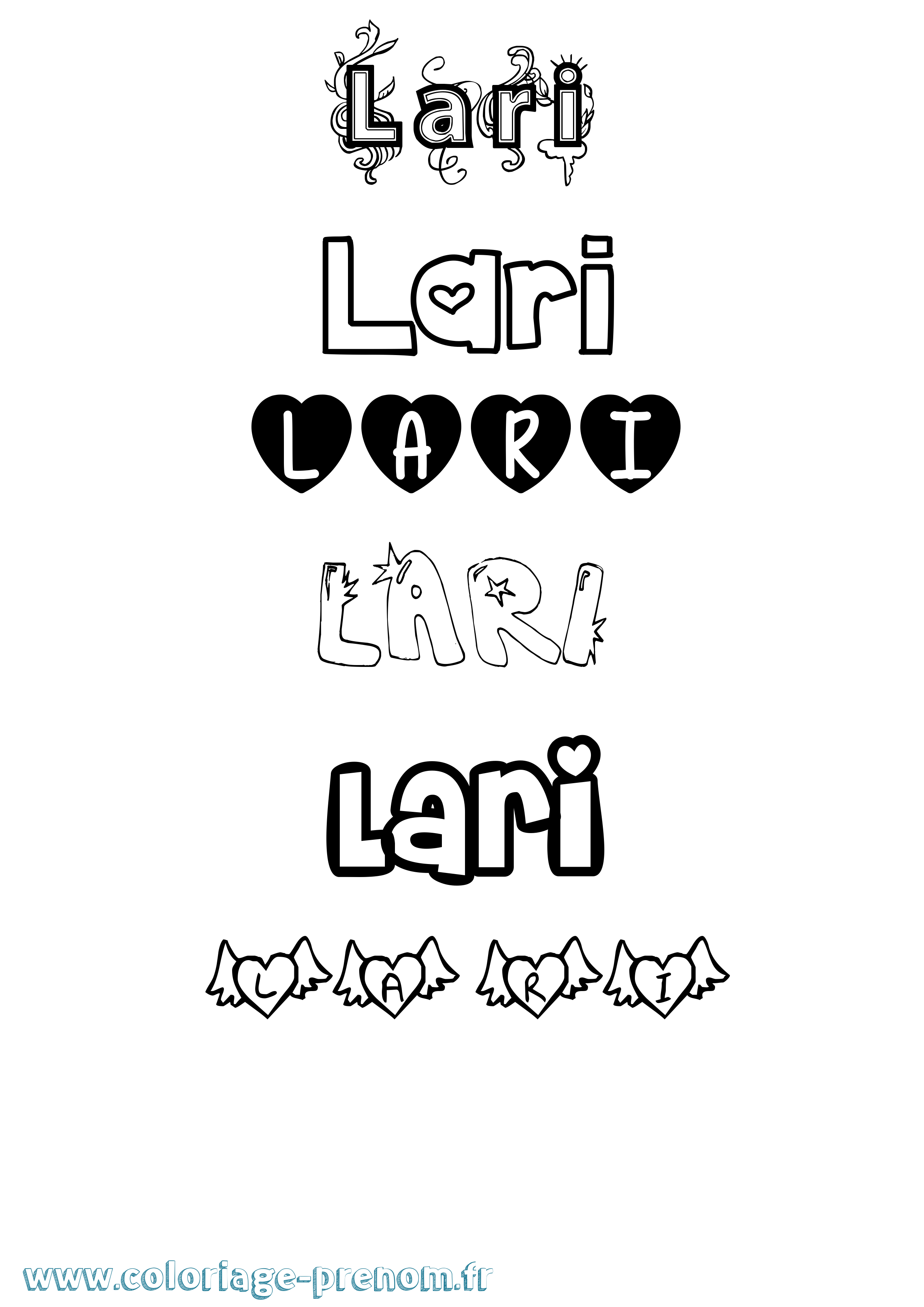 Coloriage prénom Lari Girly