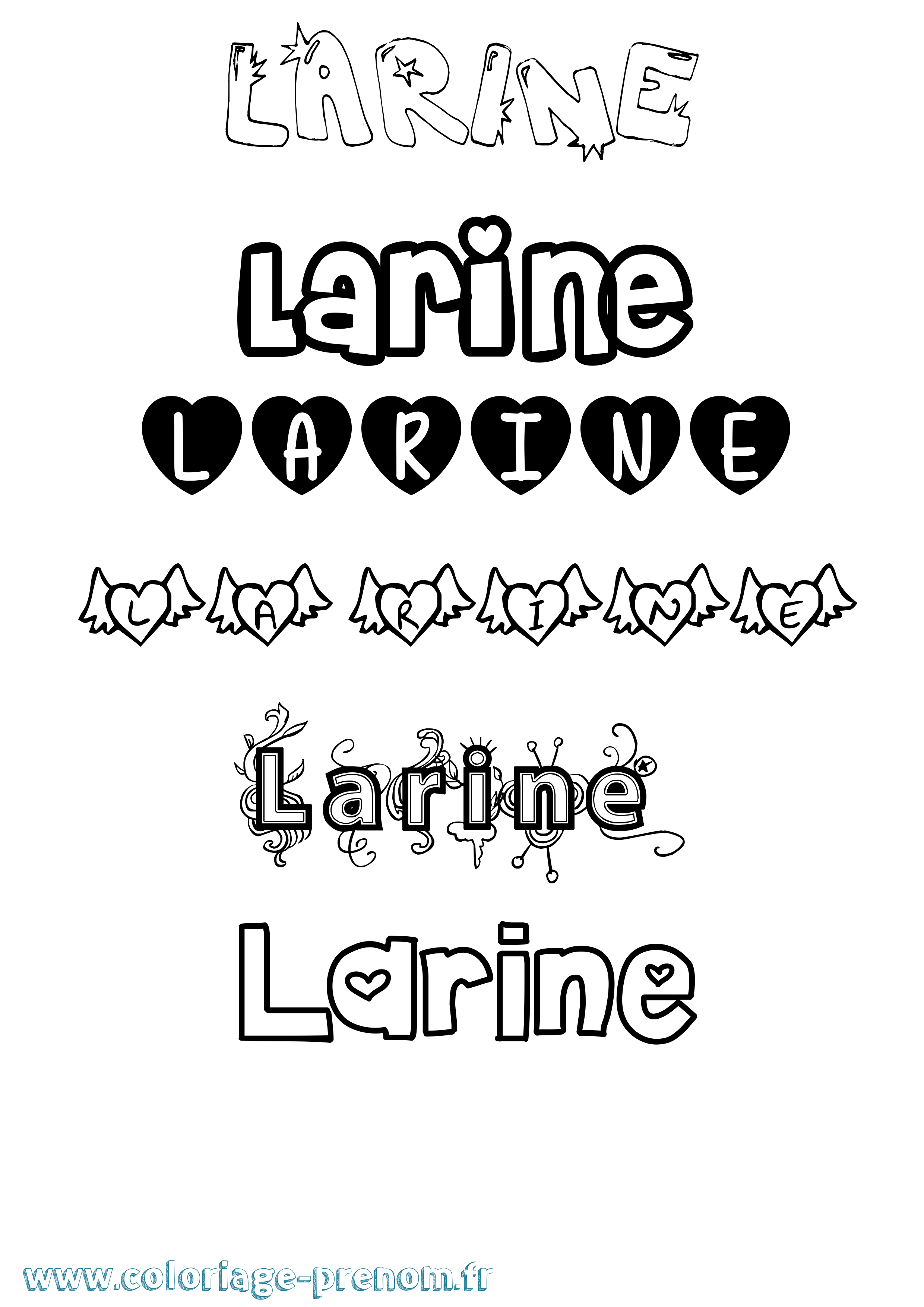 Coloriage prénom Larine Girly
