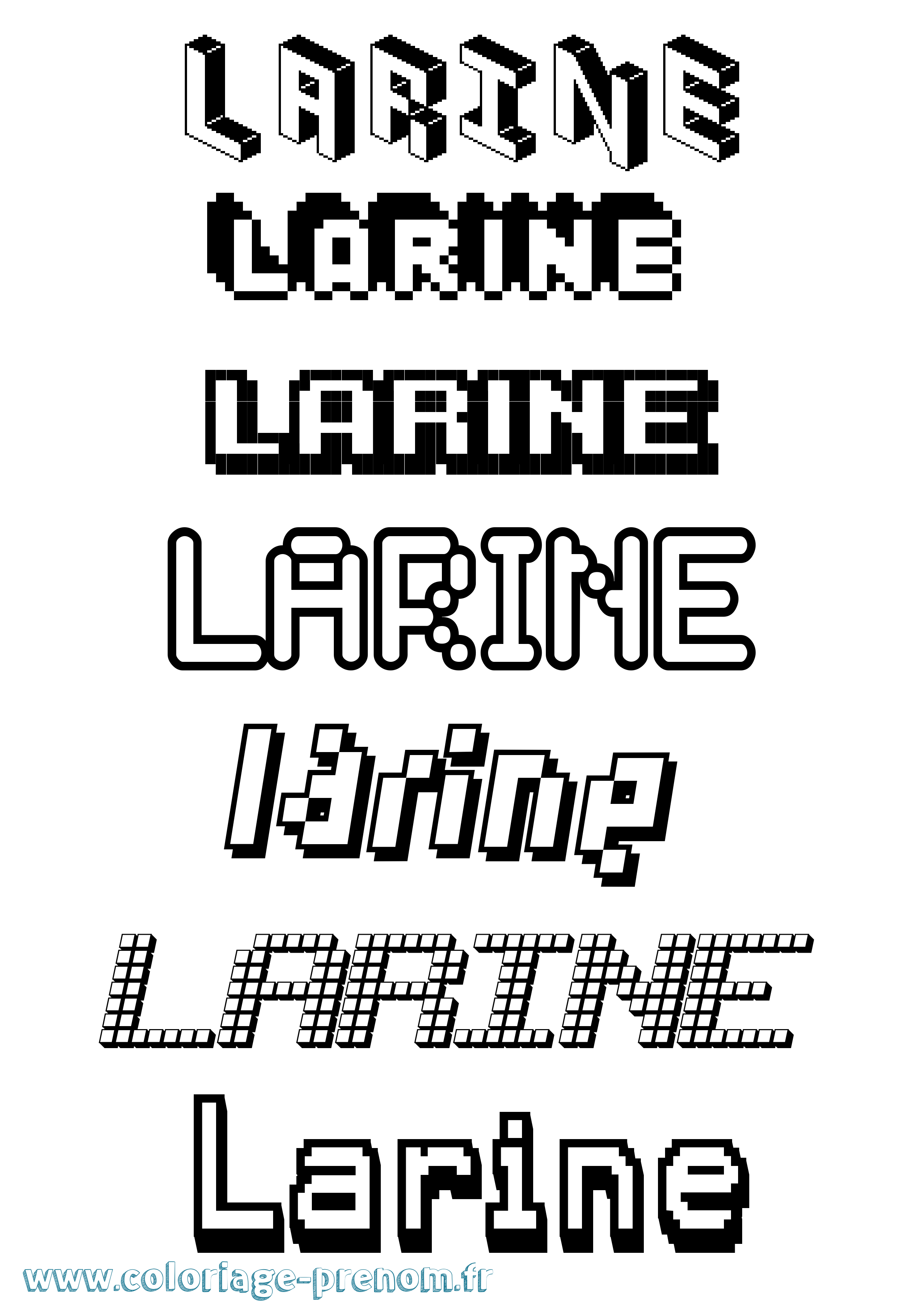 Coloriage prénom Larine Pixel