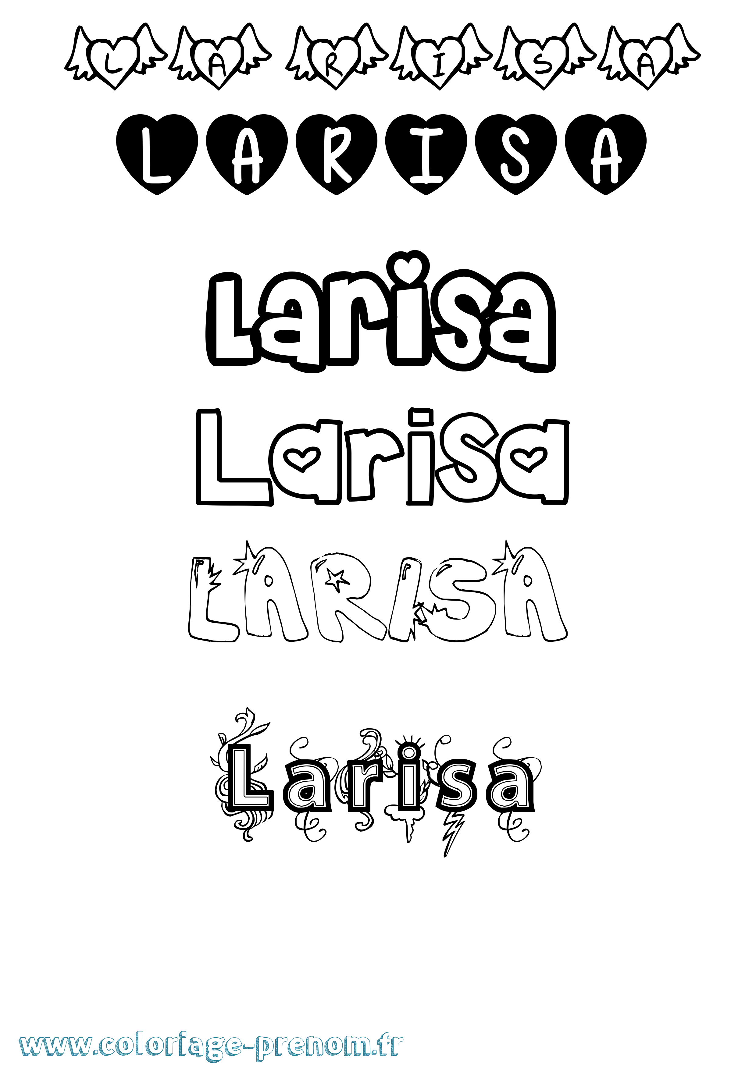Coloriage prénom Larisa Girly
