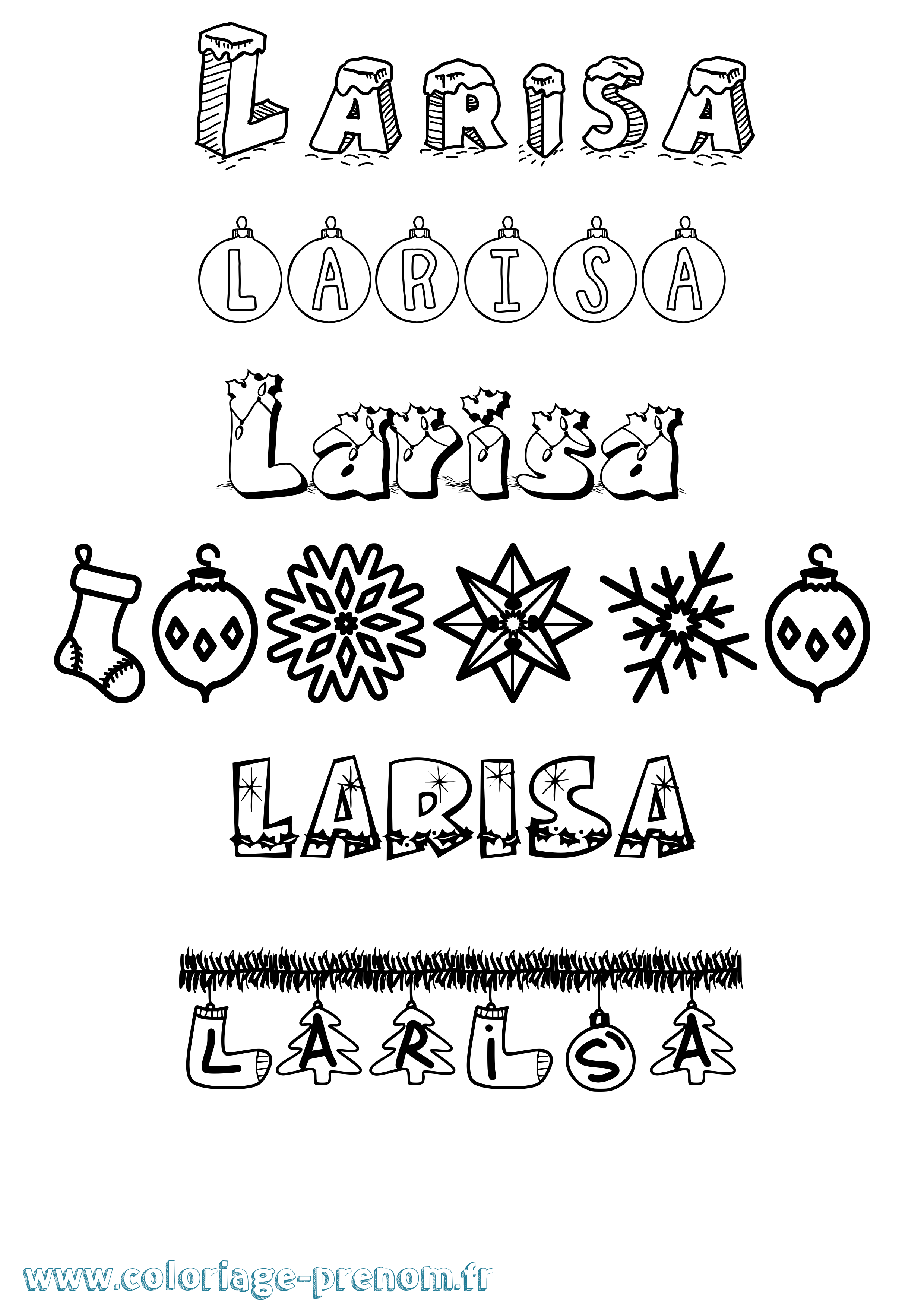 Coloriage prénom Larisa Noël