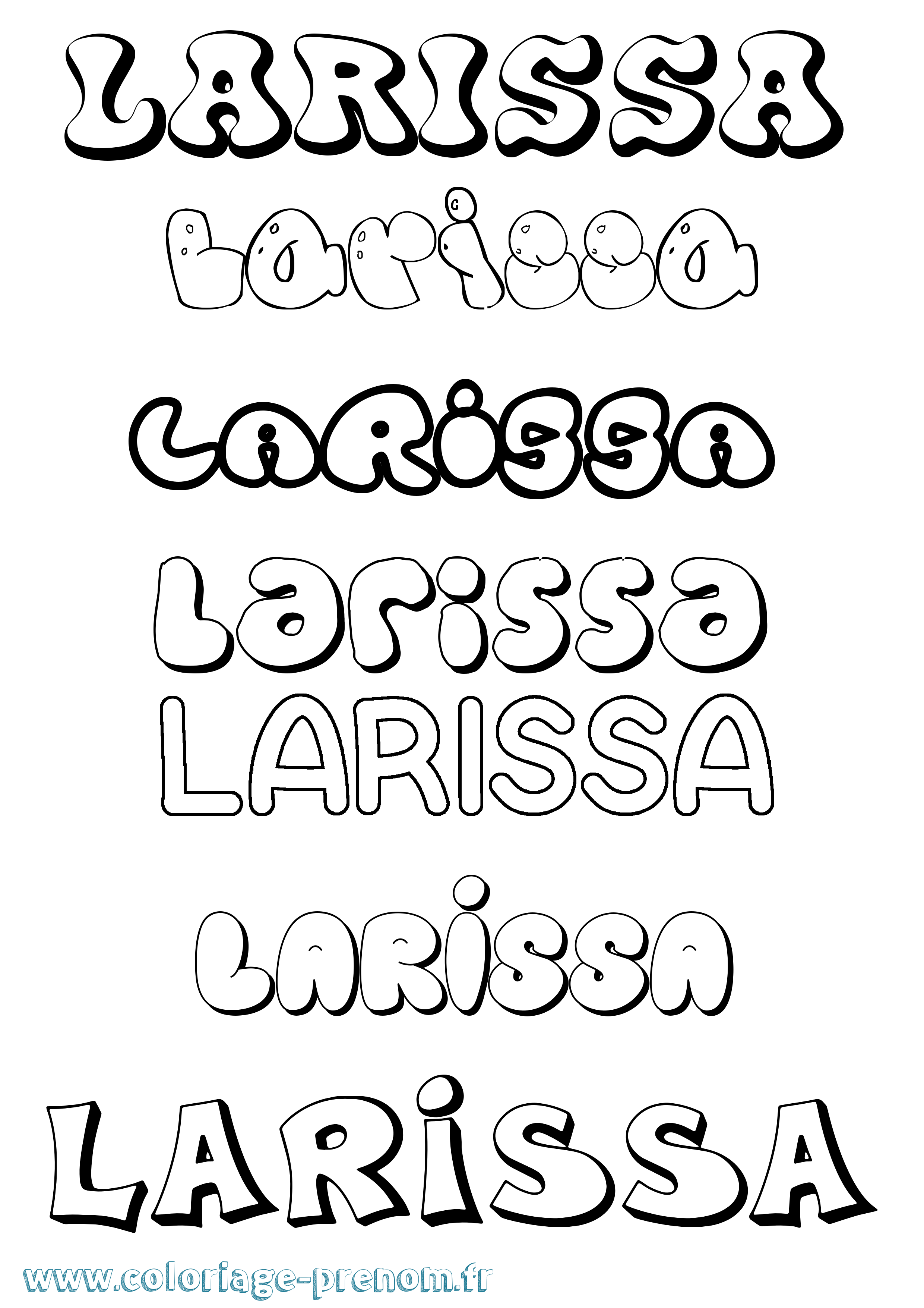 Coloriage prénom Larissa Bubble