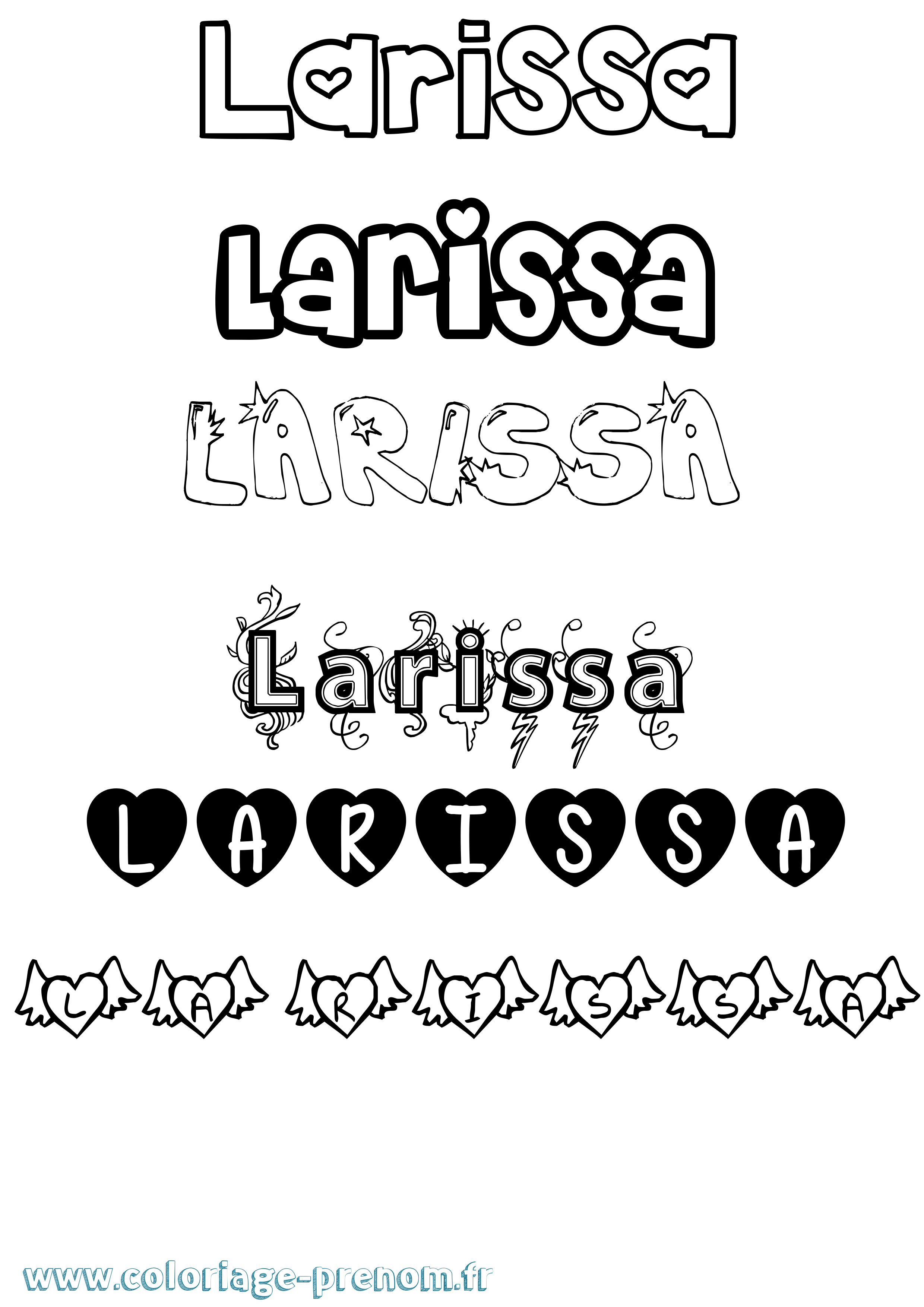 Coloriage prénom Larissa Girly