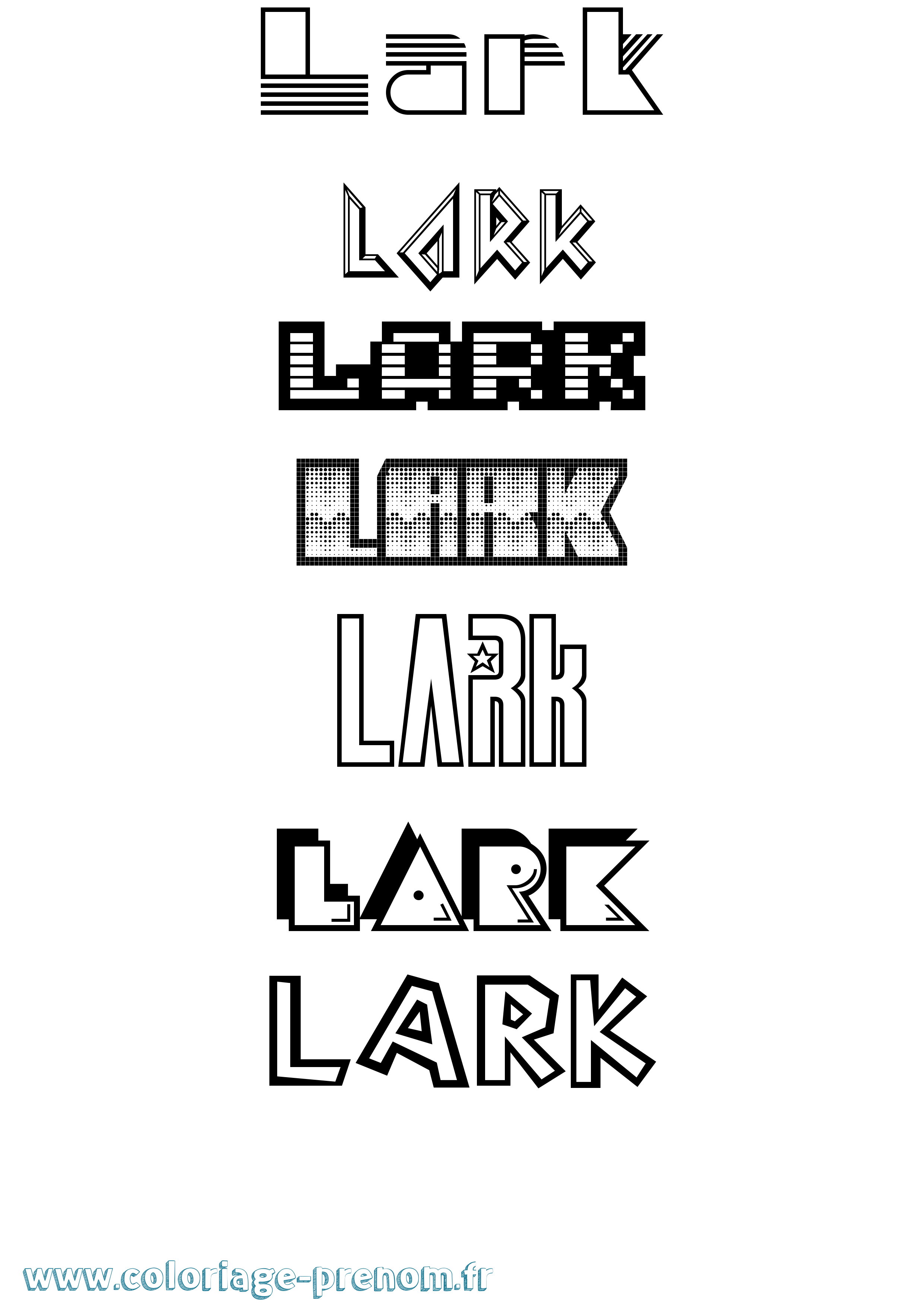 Coloriage prénom Lark Jeux Vidéos