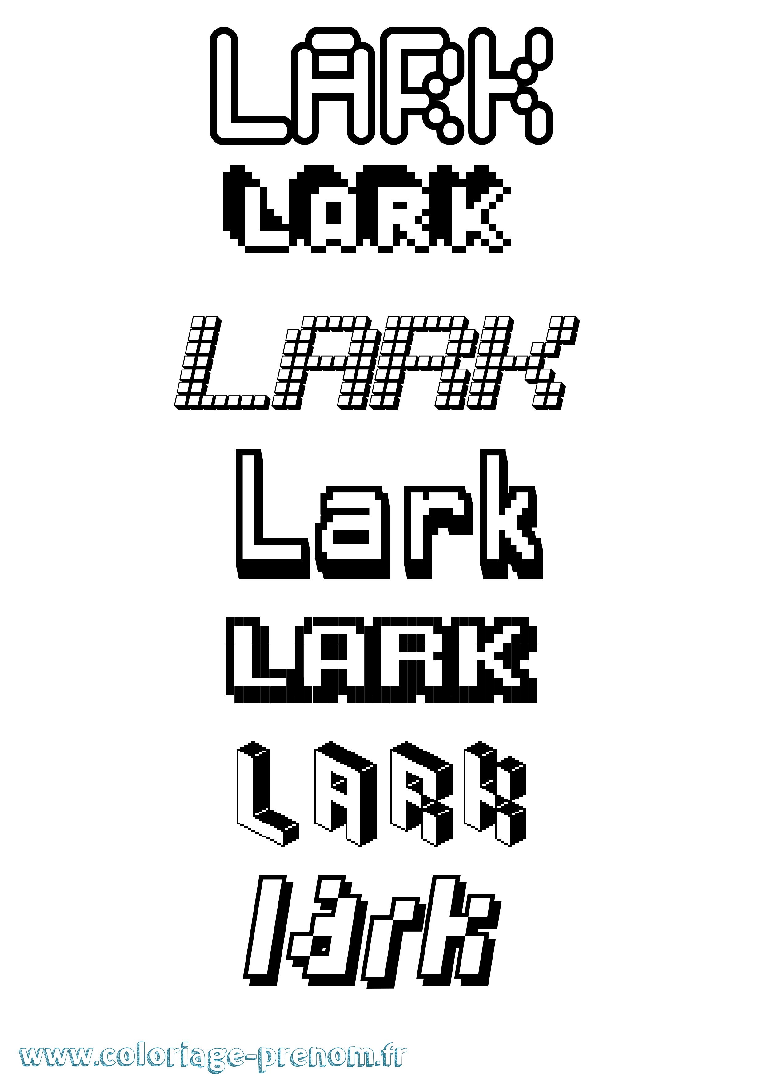 Coloriage Lark Pixel Coloriage prénom Lark Pixel