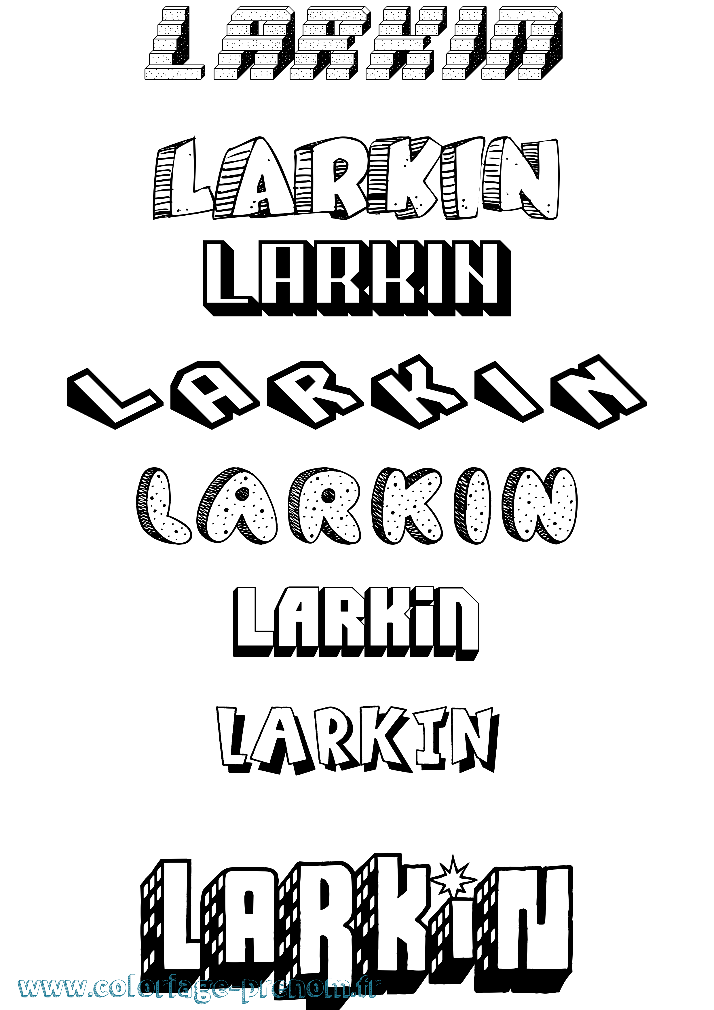 Coloriage prénom Larkin Effet 3D