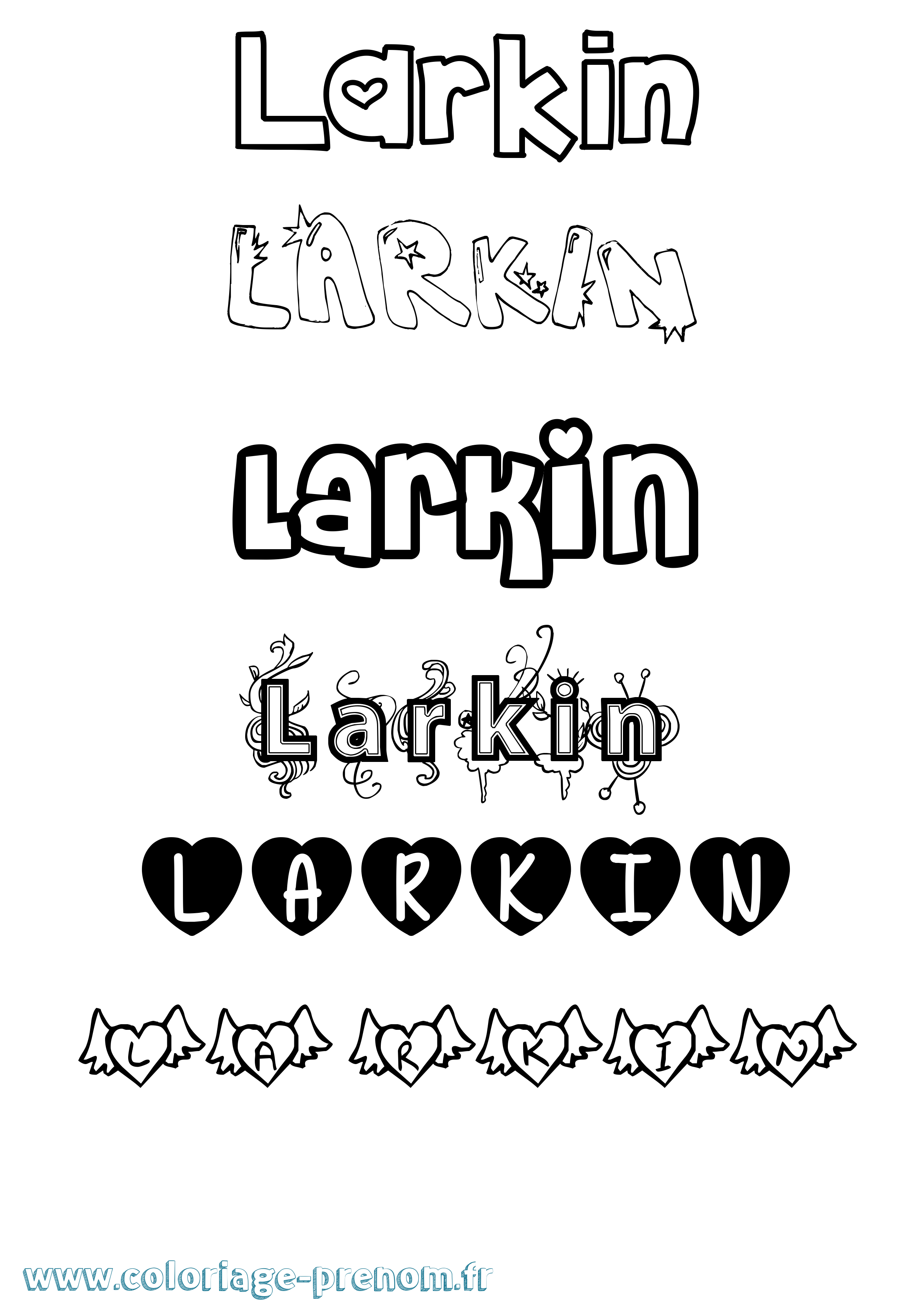 Coloriage prénom Larkin Girly