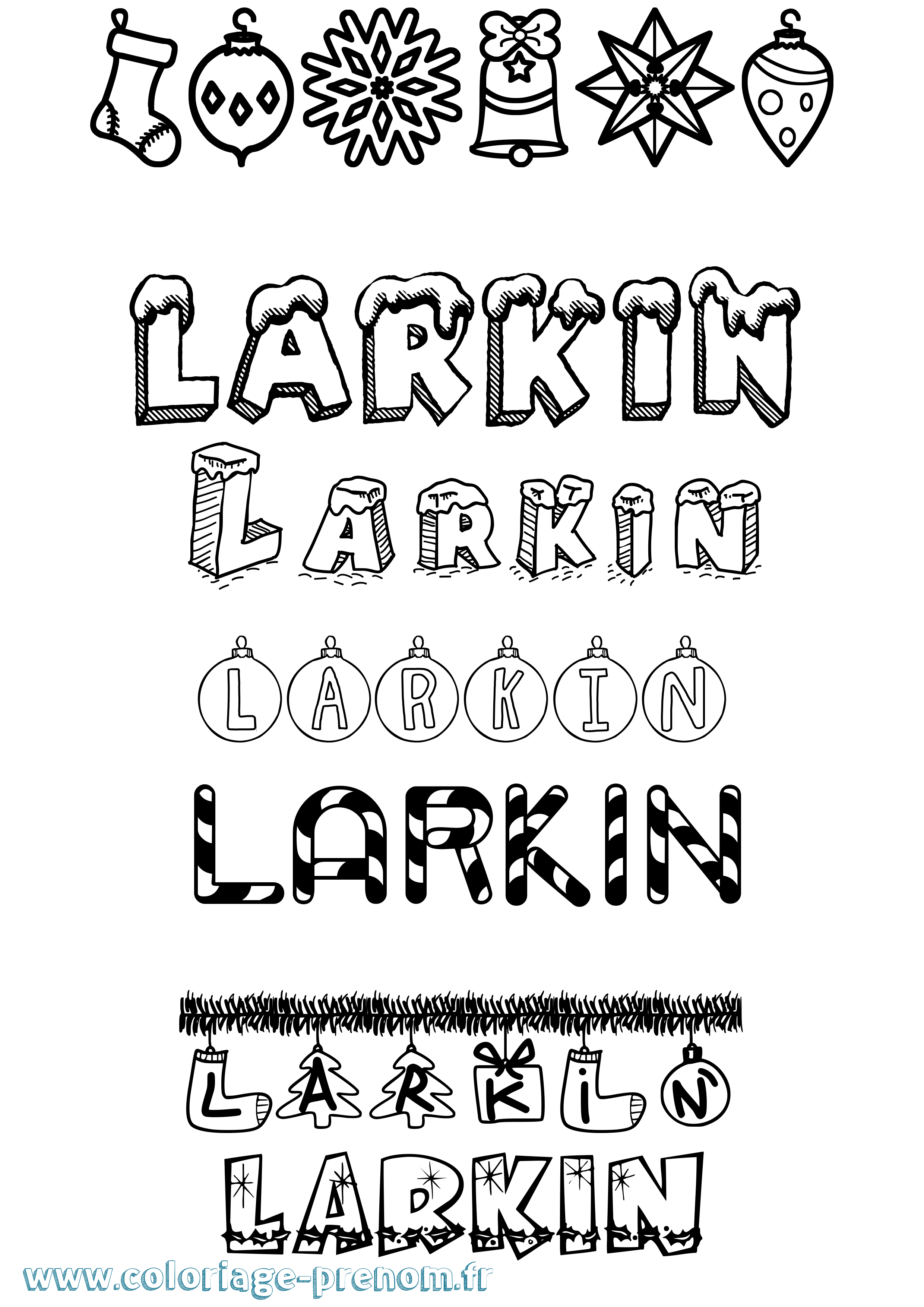 Coloriage prénom Larkin Noël