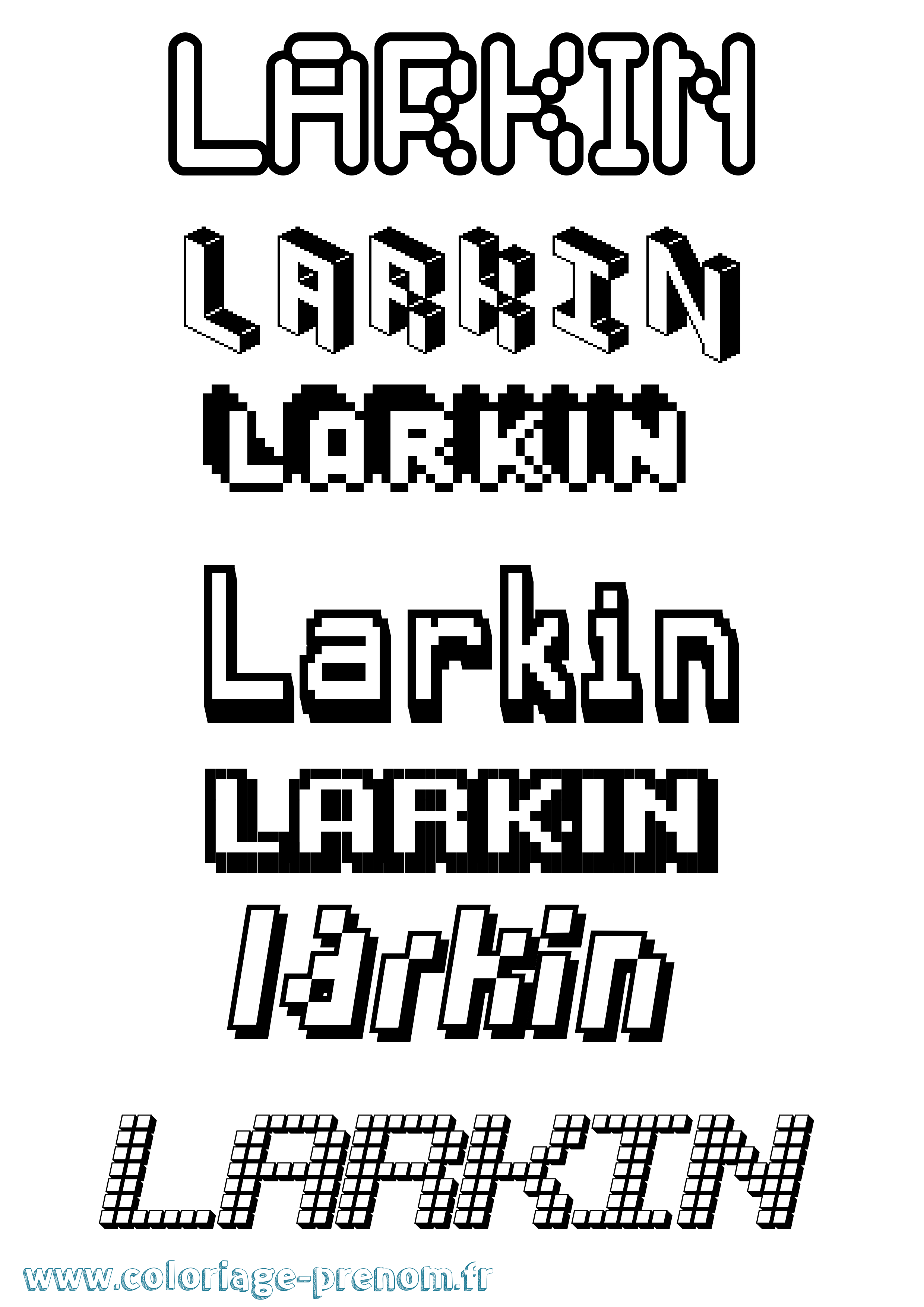 Coloriage prénom Larkin Pixel