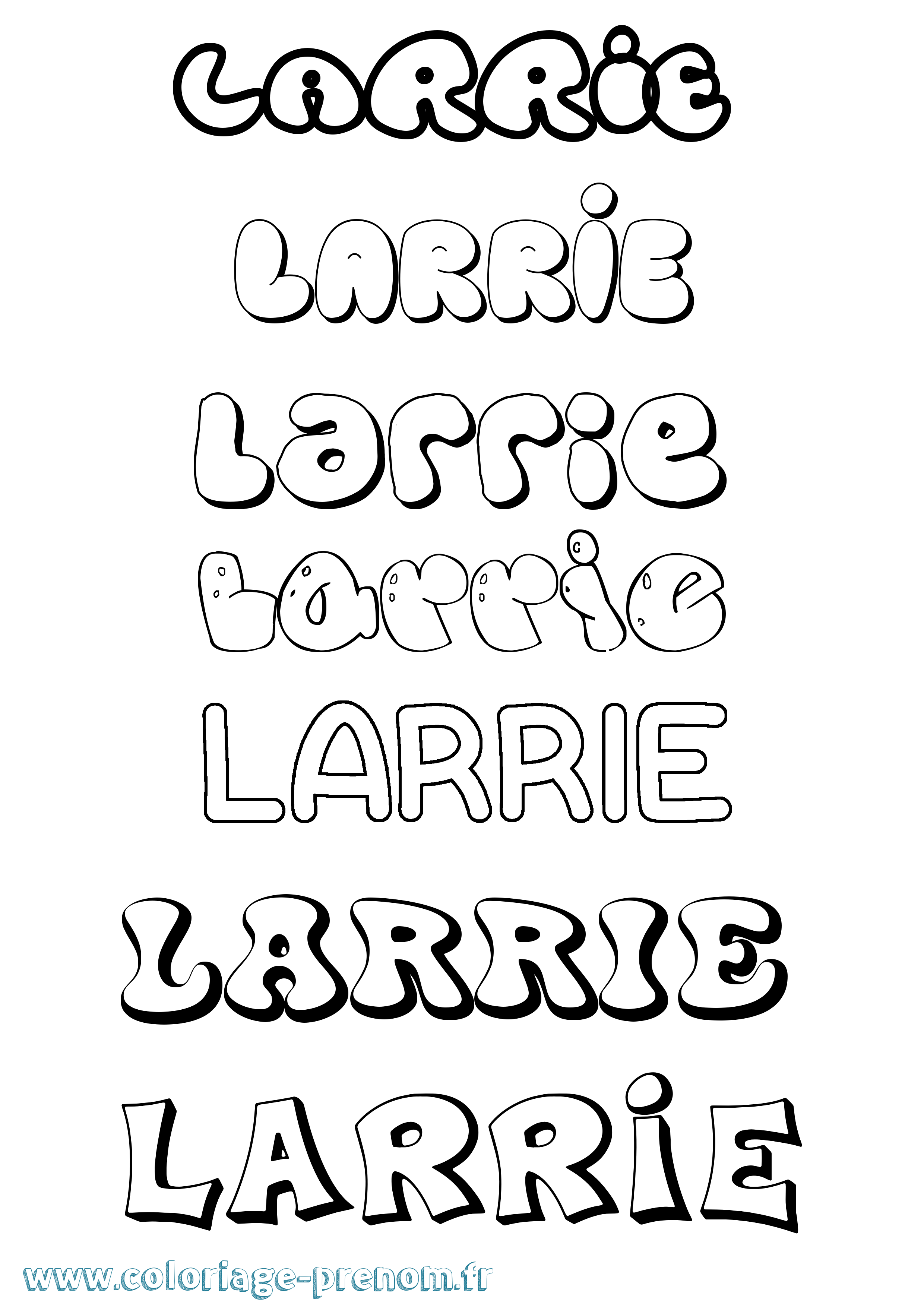 Coloriage prénom Larrie Bubble