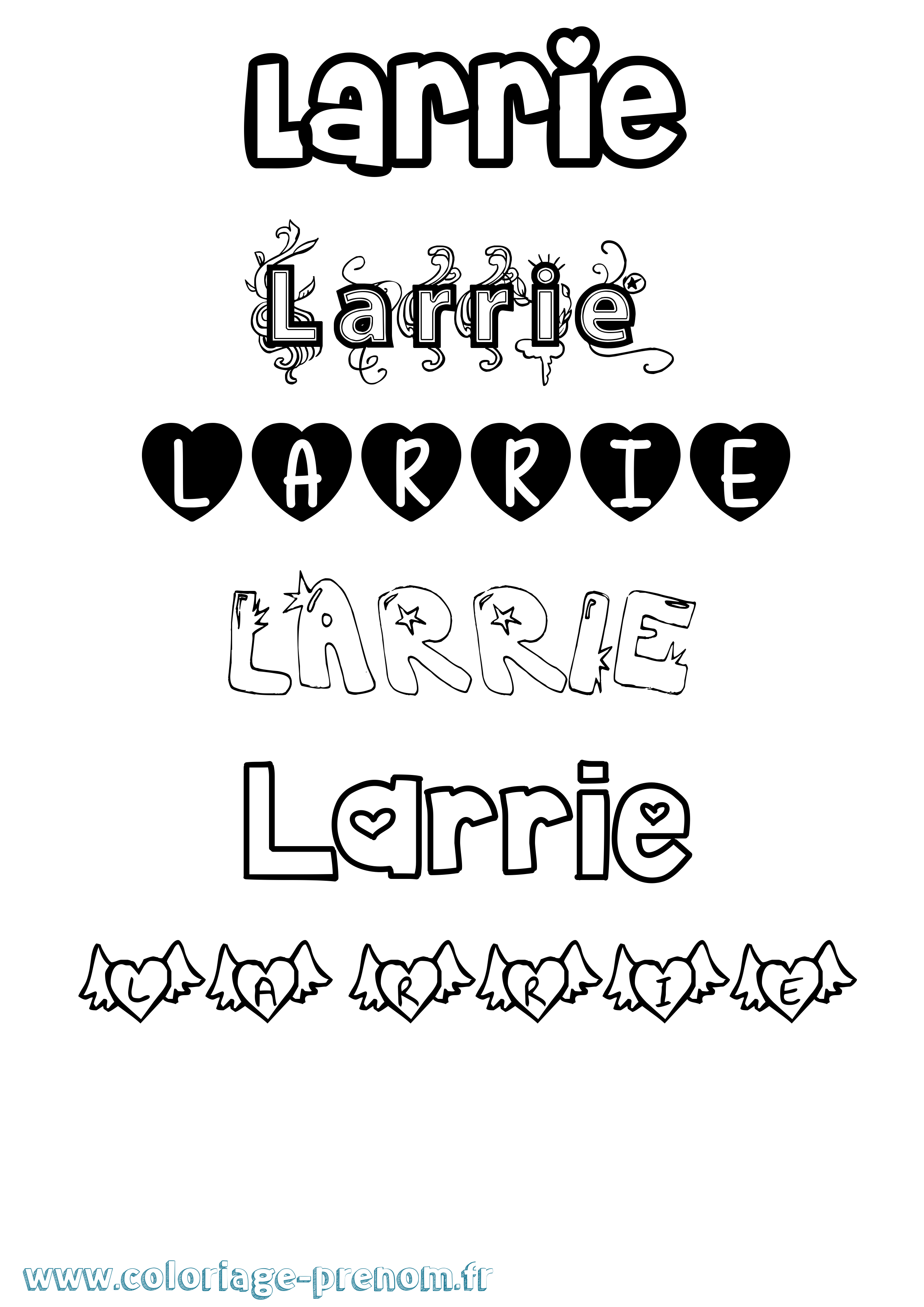 Coloriage prénom Larrie Girly