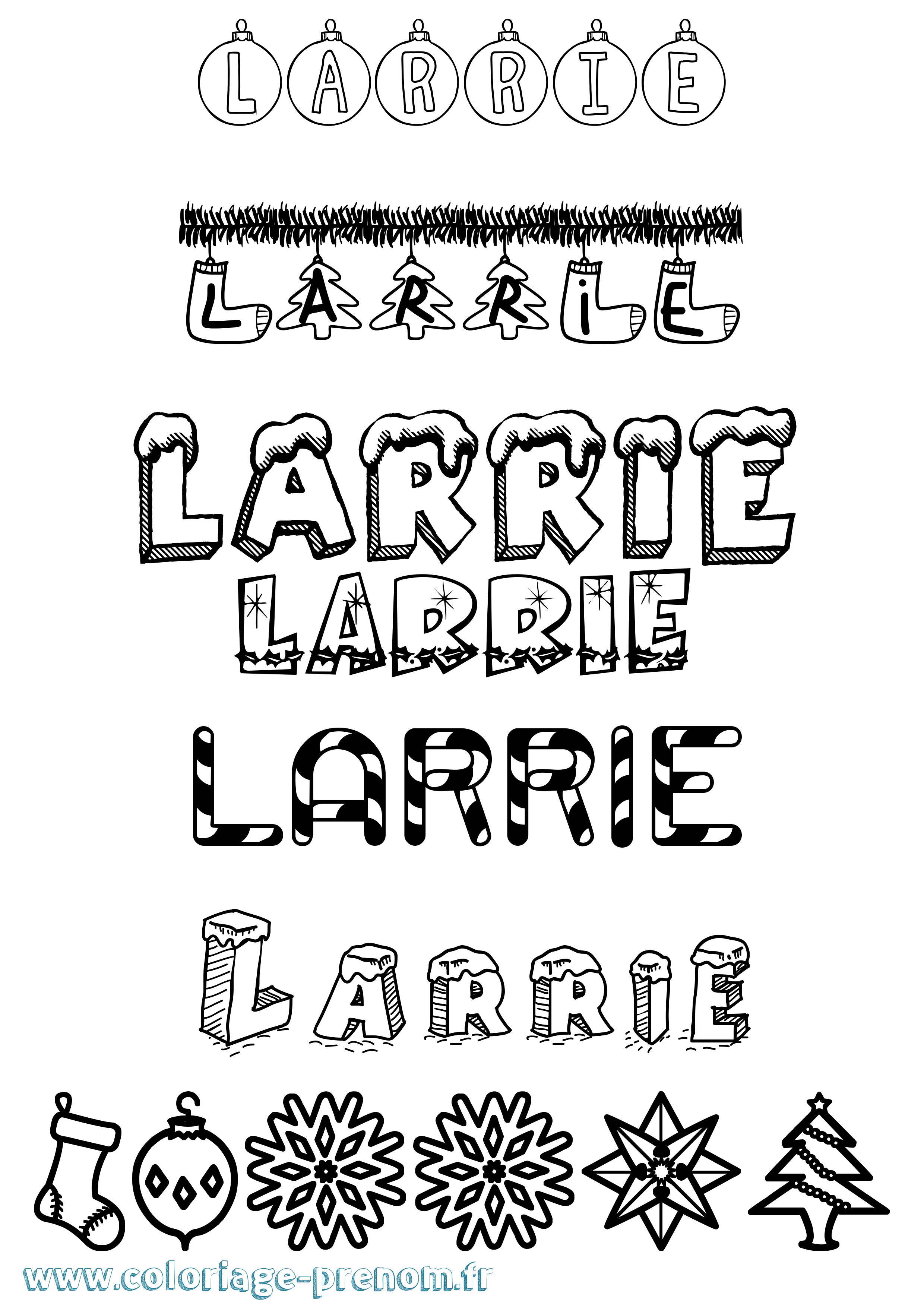 Coloriage Larrie Noël Coloriage prénom Larrie Noël