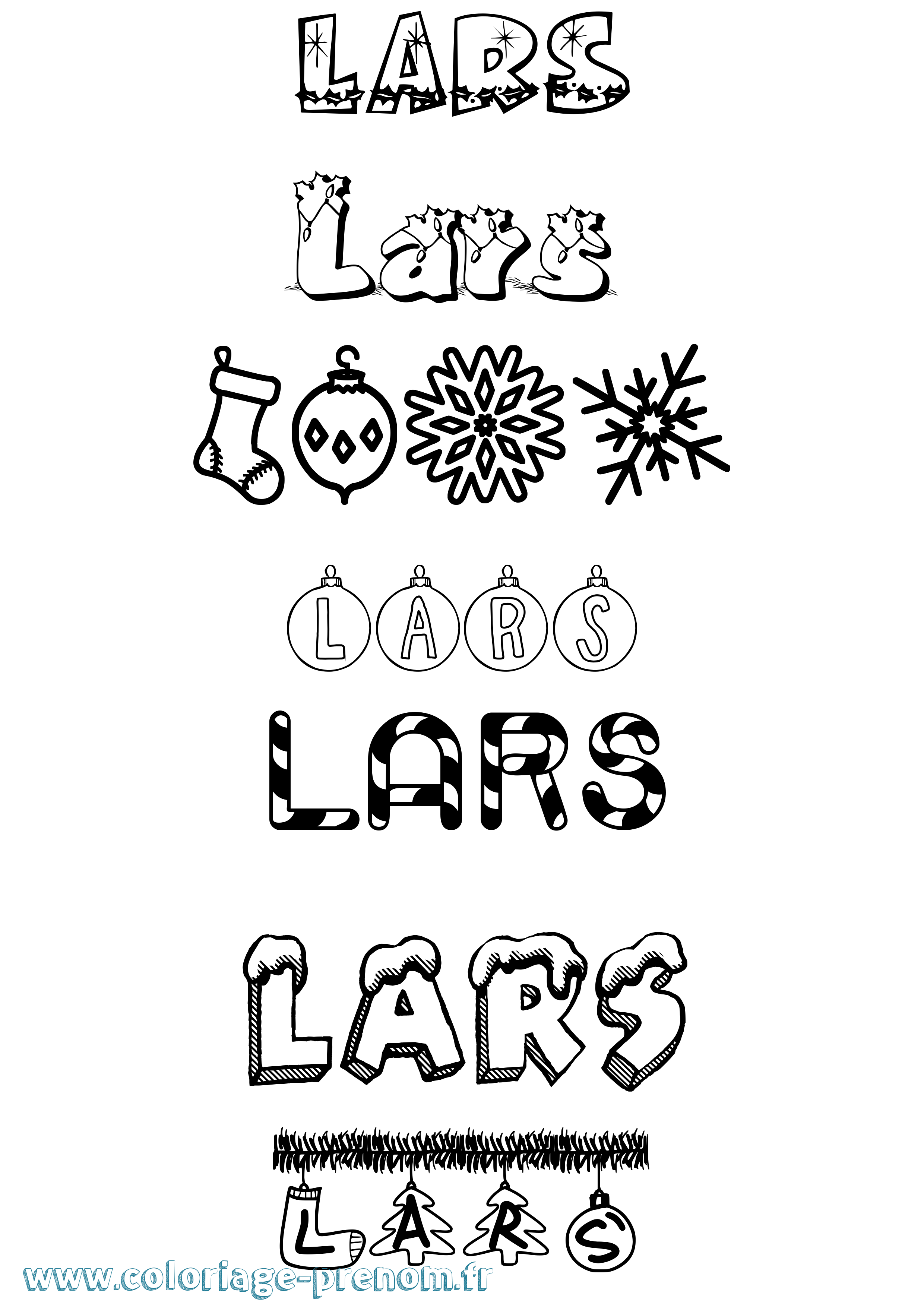 Coloriage prénom Lars Noël