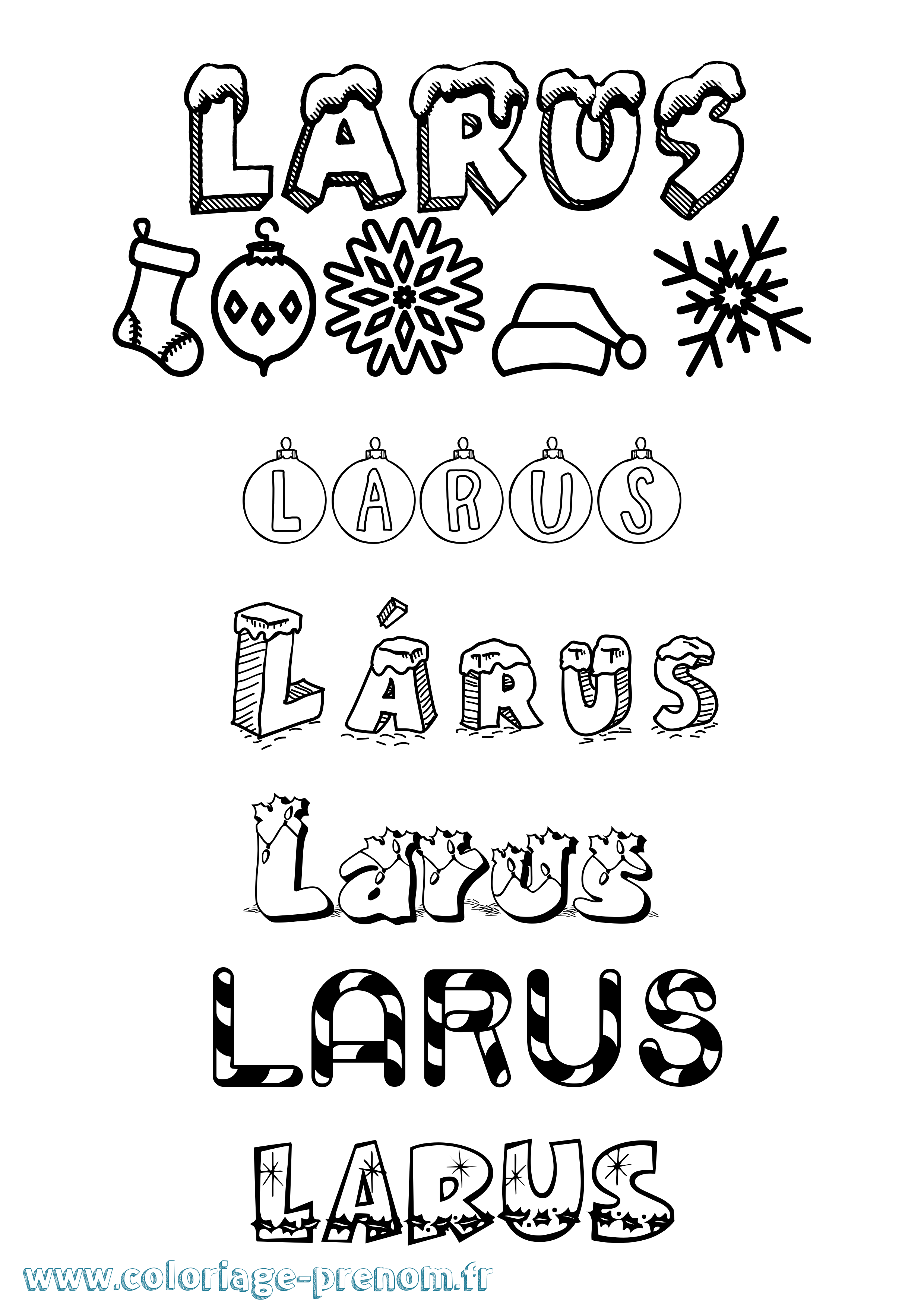 Coloriage prénom Lárus Noël