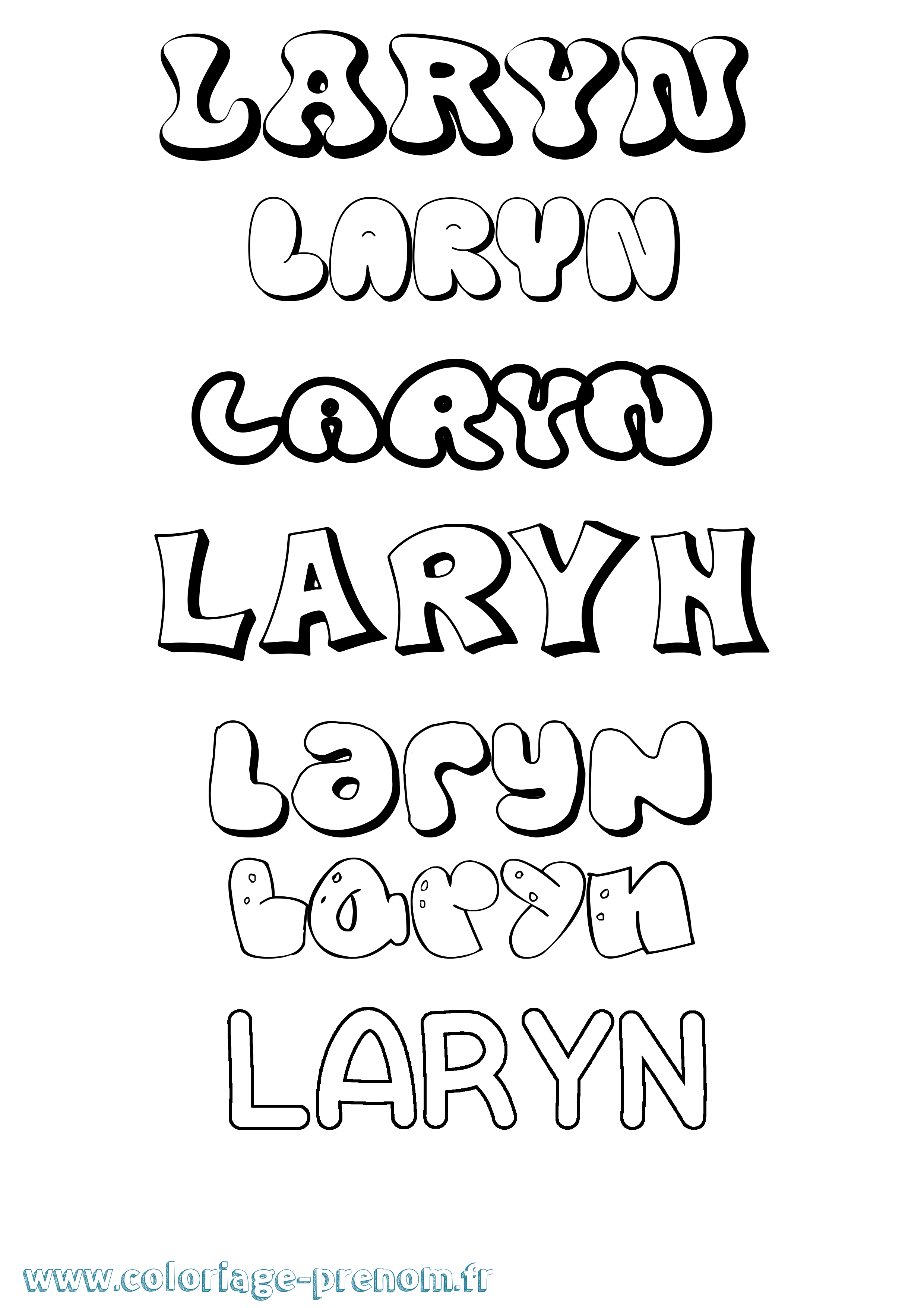 Coloriage prénom Laryn Bubble
