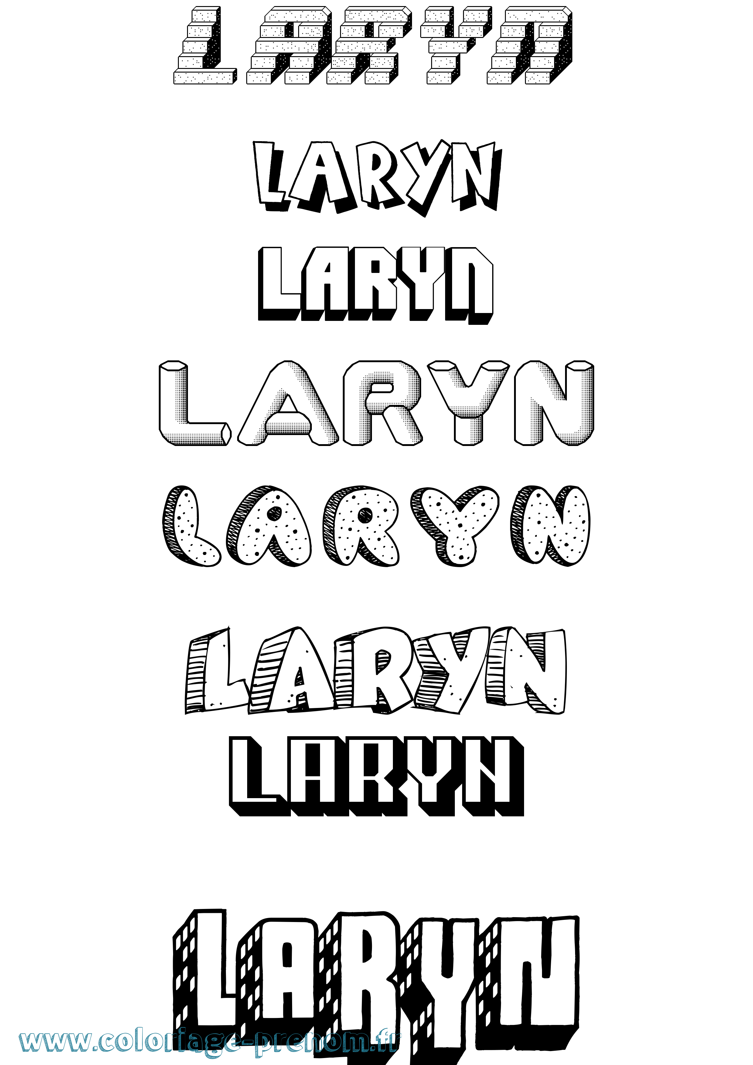 Coloriage prénom Laryn Effet 3D