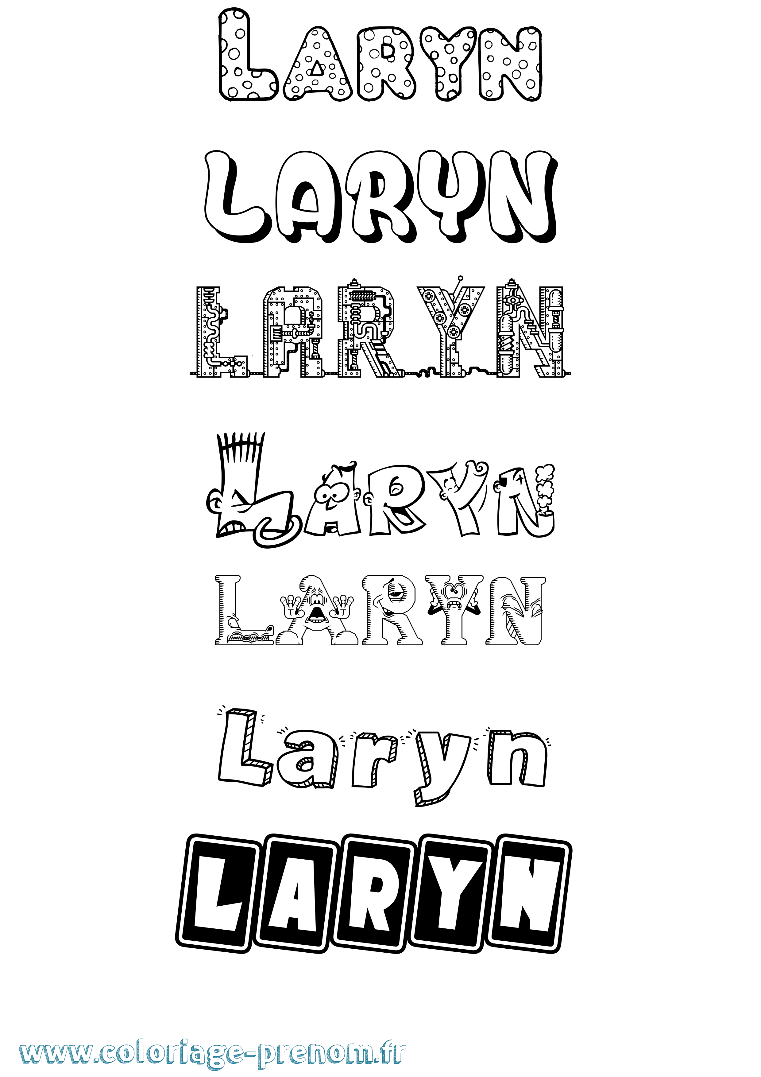 Coloriage prénom Laryn Fun