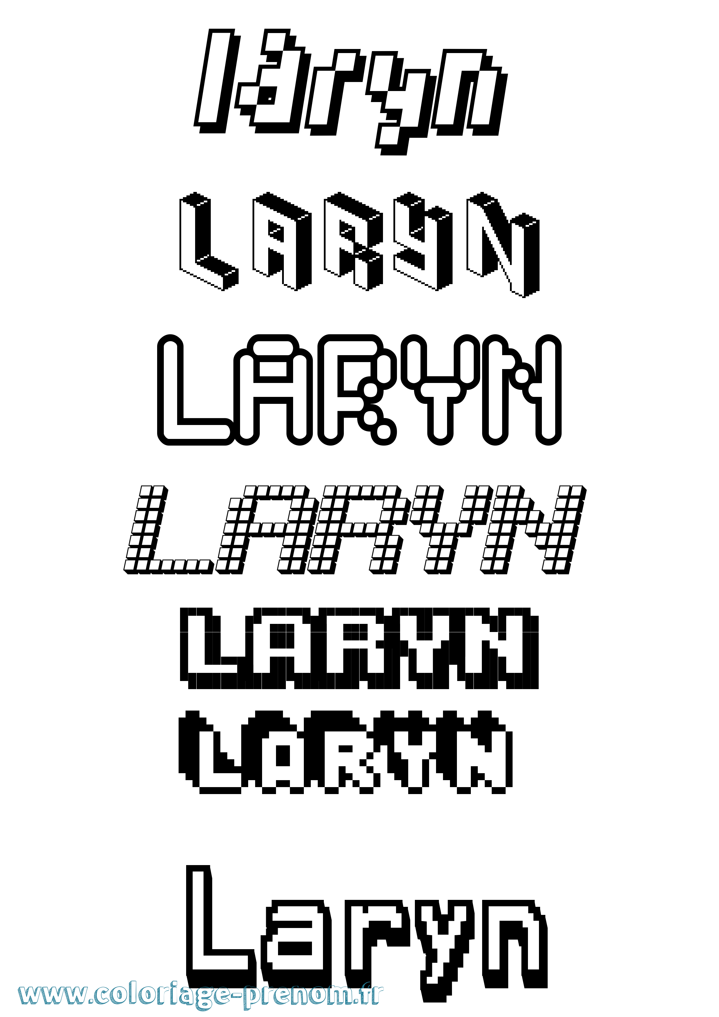 Coloriage prénom Laryn Pixel