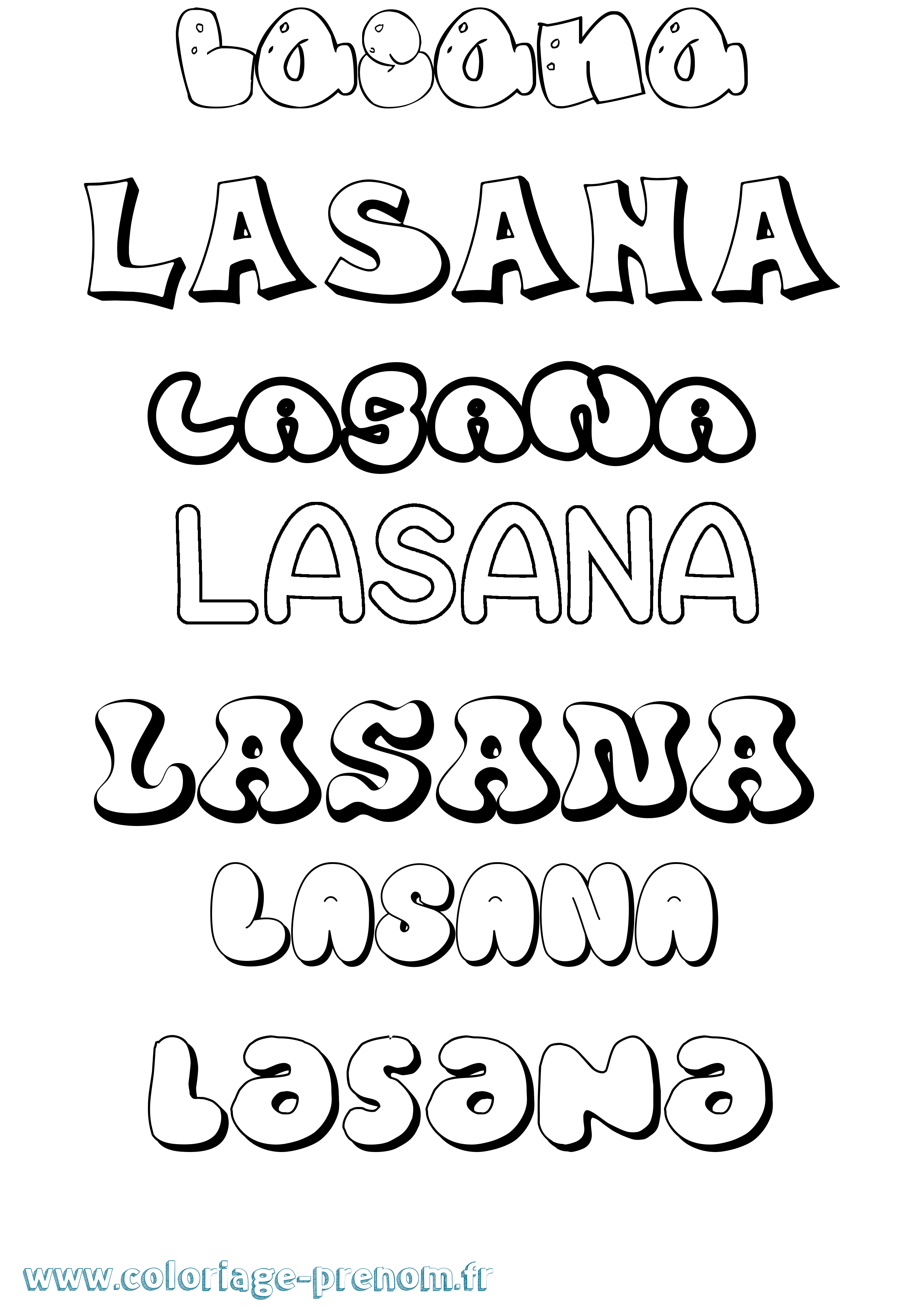 Coloriage Lasana Bubble Coloriage prénom Lasana Bubble