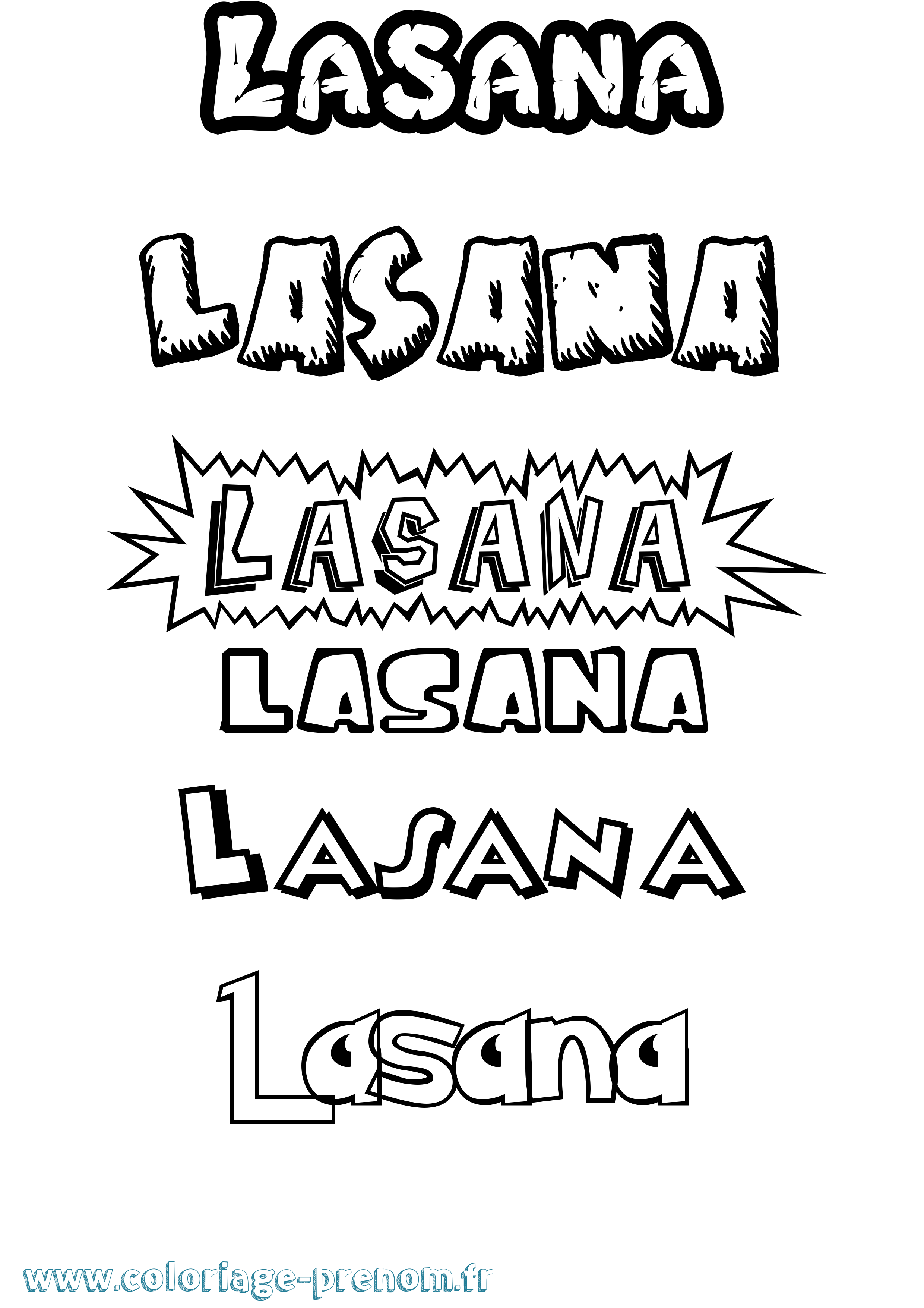 Coloriage prénom Lasana Dessin Animé