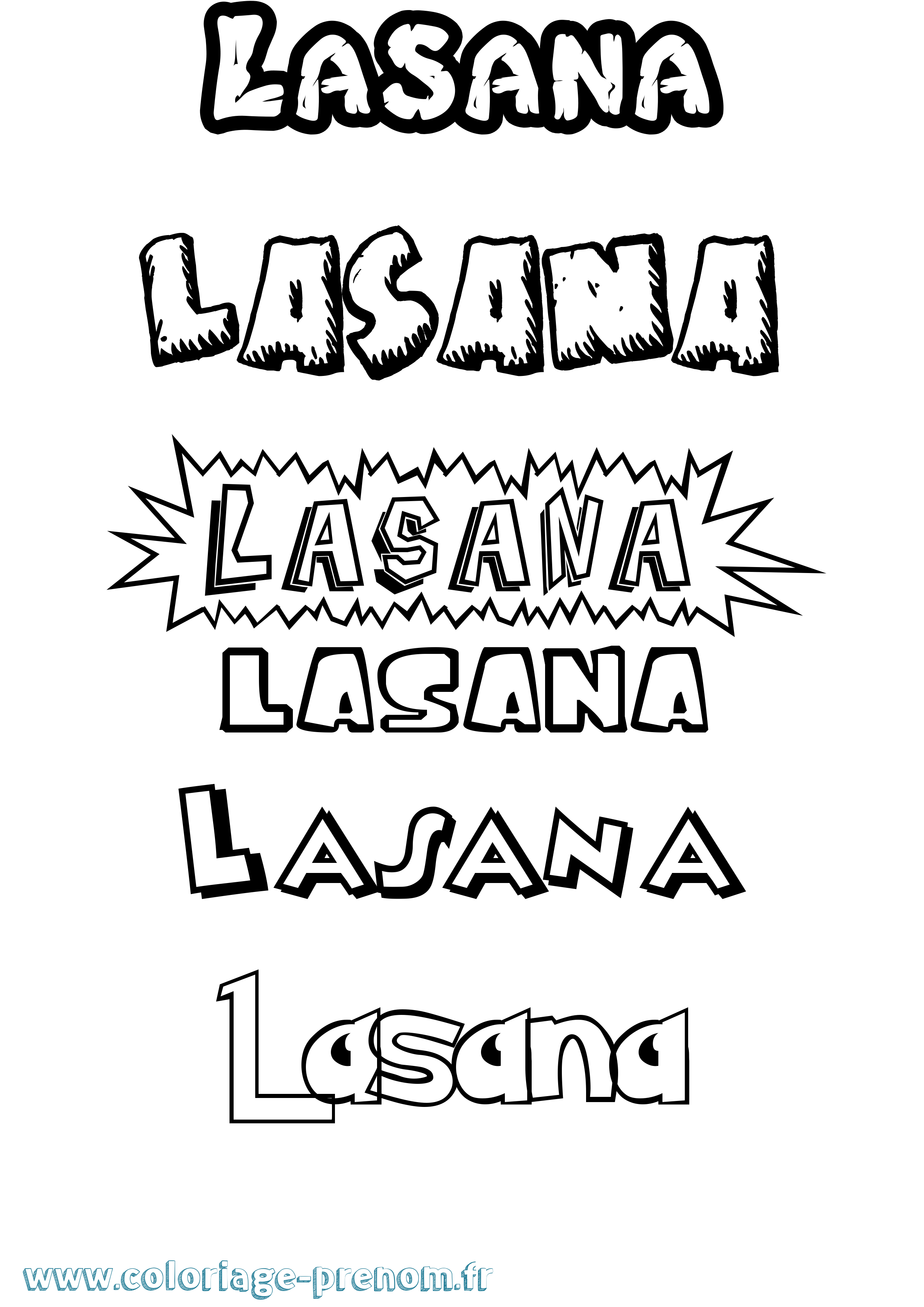 Coloriage Lasana Dessin Animé Coloriage prénom Lasana Dessin Animé