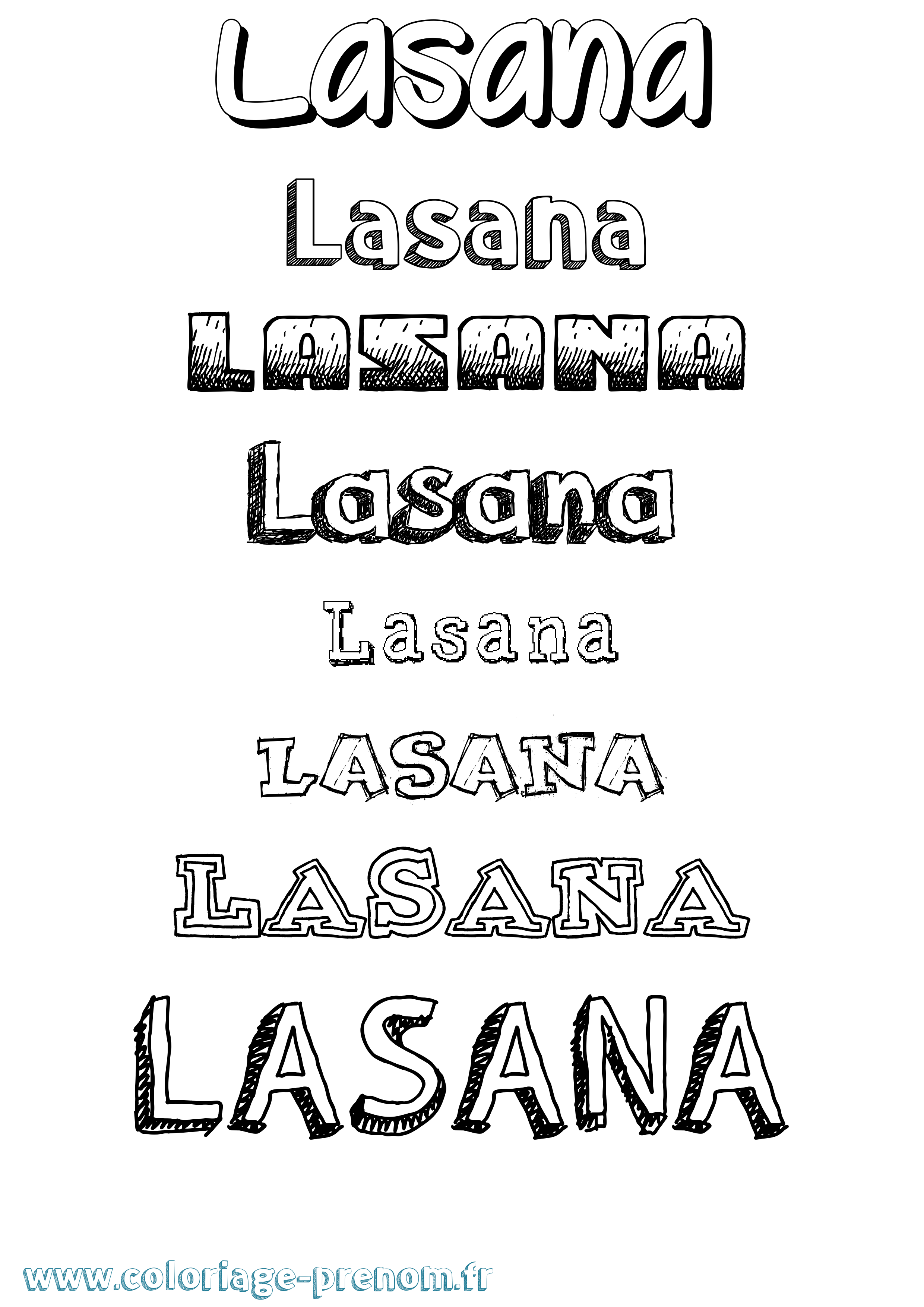 Coloriage prénom Lasana Dessiné