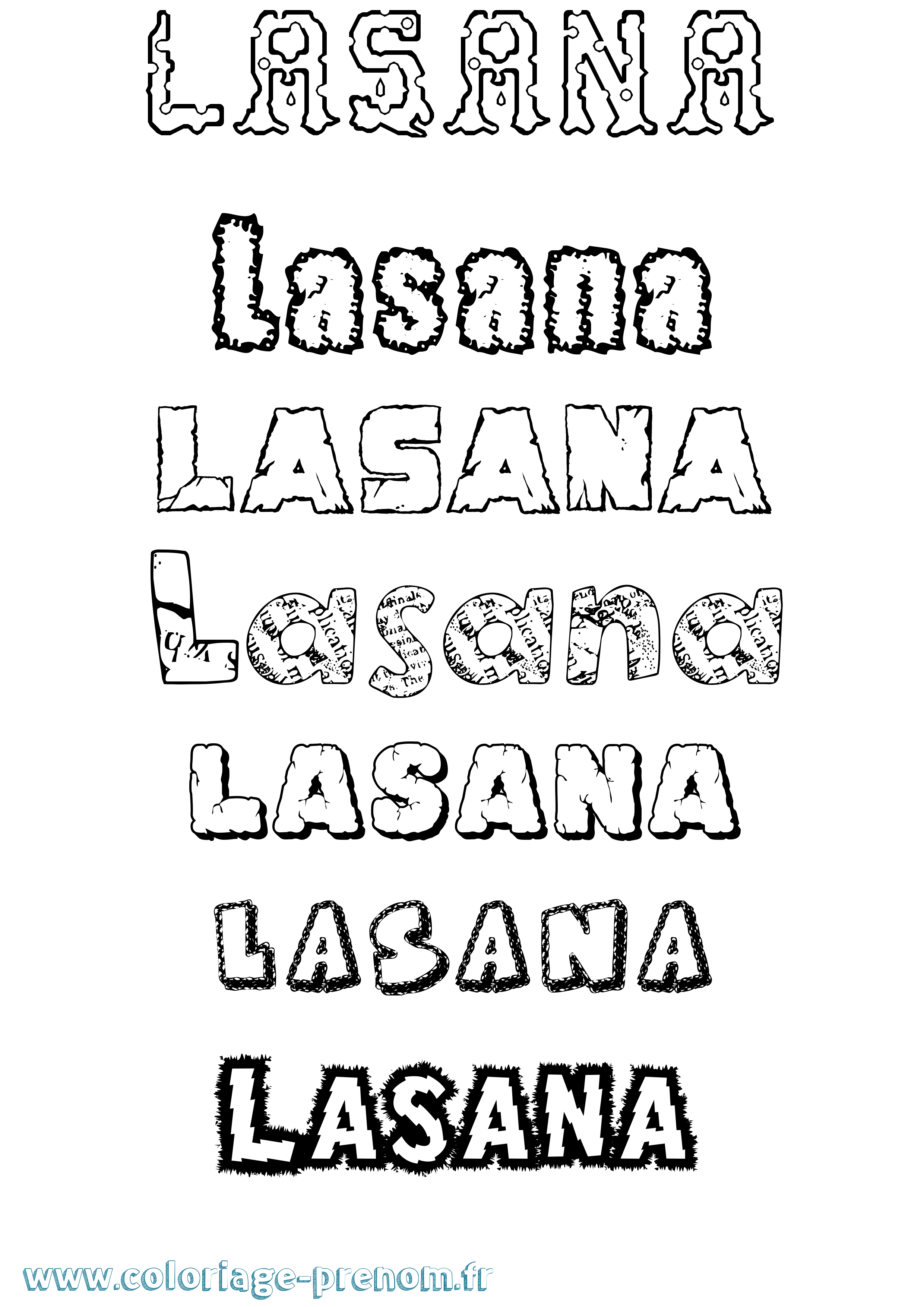 Coloriage prénom Lasana Destructuré