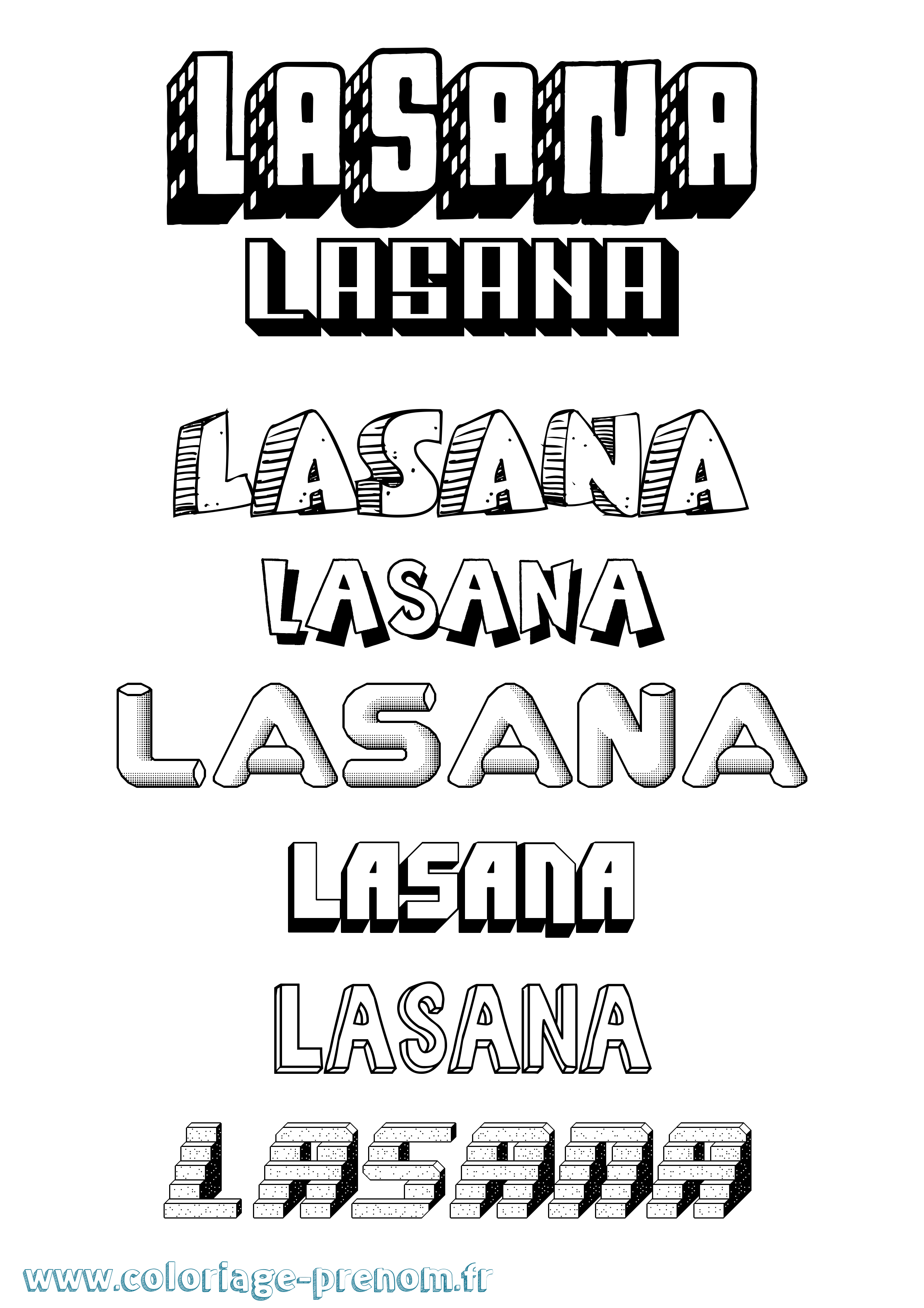 Coloriage Lasana Effet 3D Coloriage prénom Lasana Effet 3D