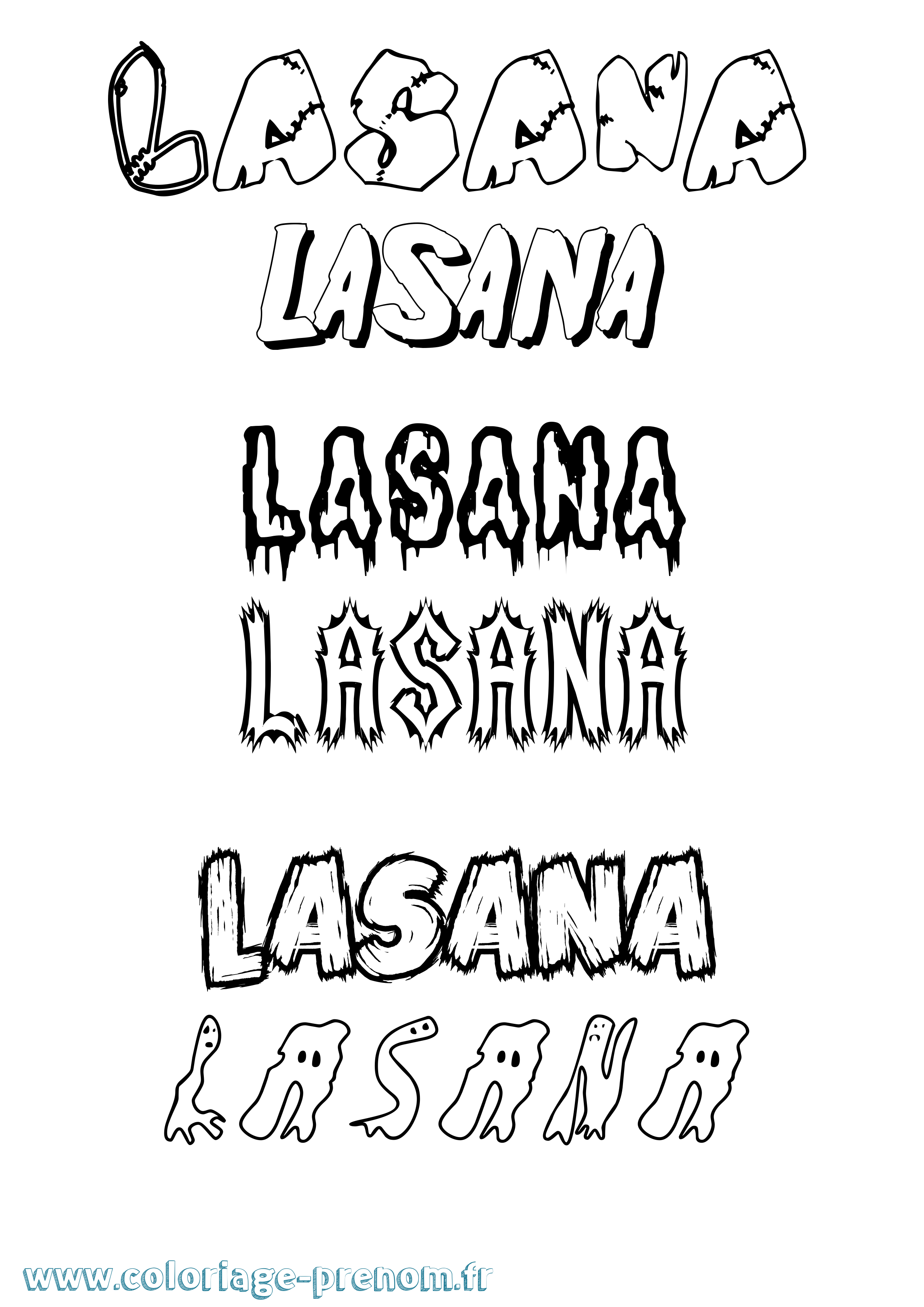 Coloriage Lasana Frisson Coloriage prénom Lasana Frisson