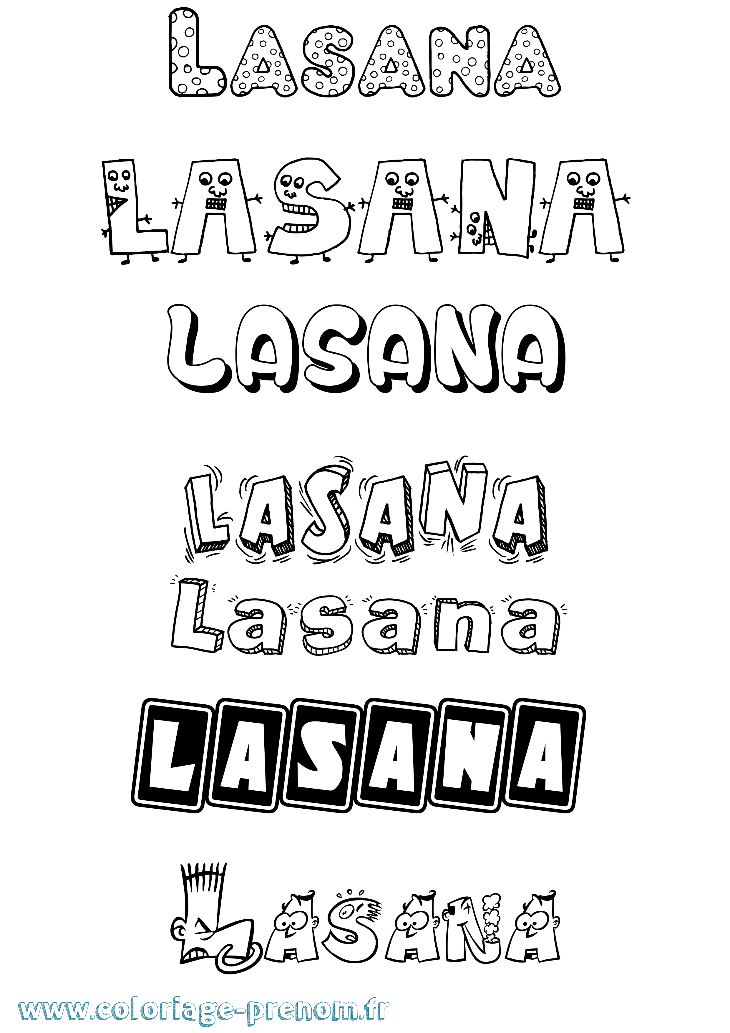 Coloriage prénom Lasana Fun