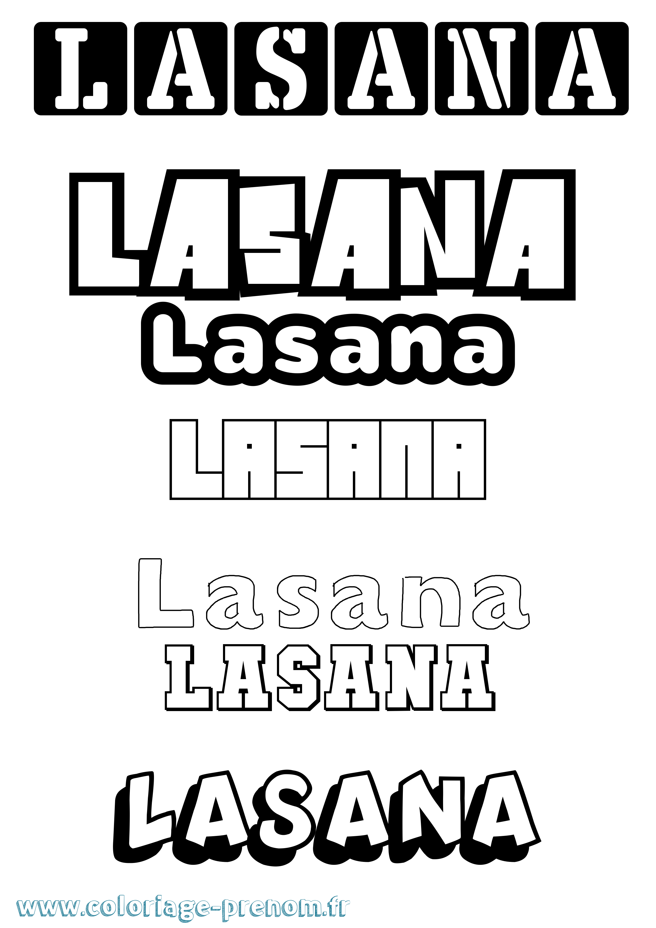 Coloriage prénom Lasana Simple