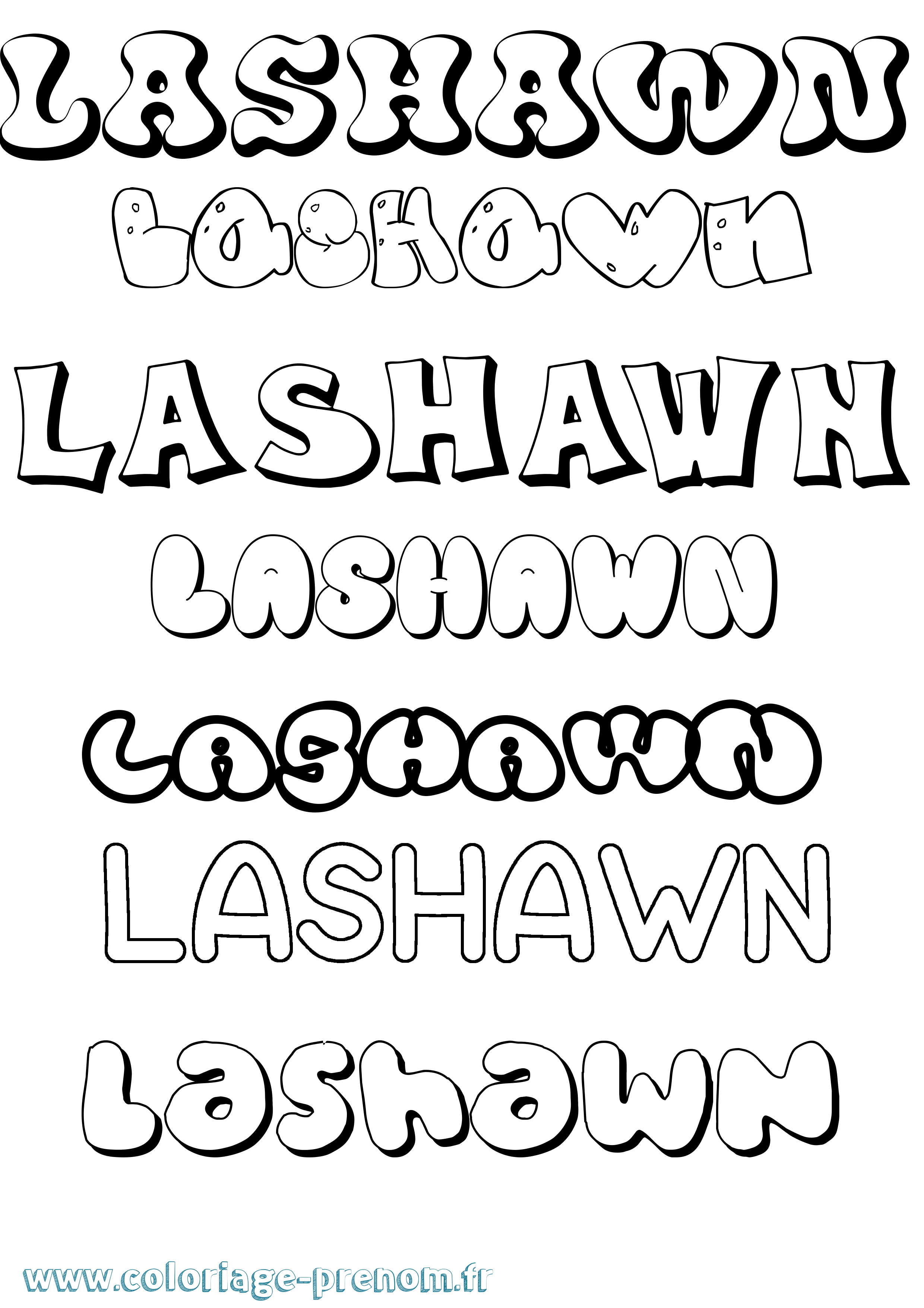 Coloriage prénom Lashawn Bubble
