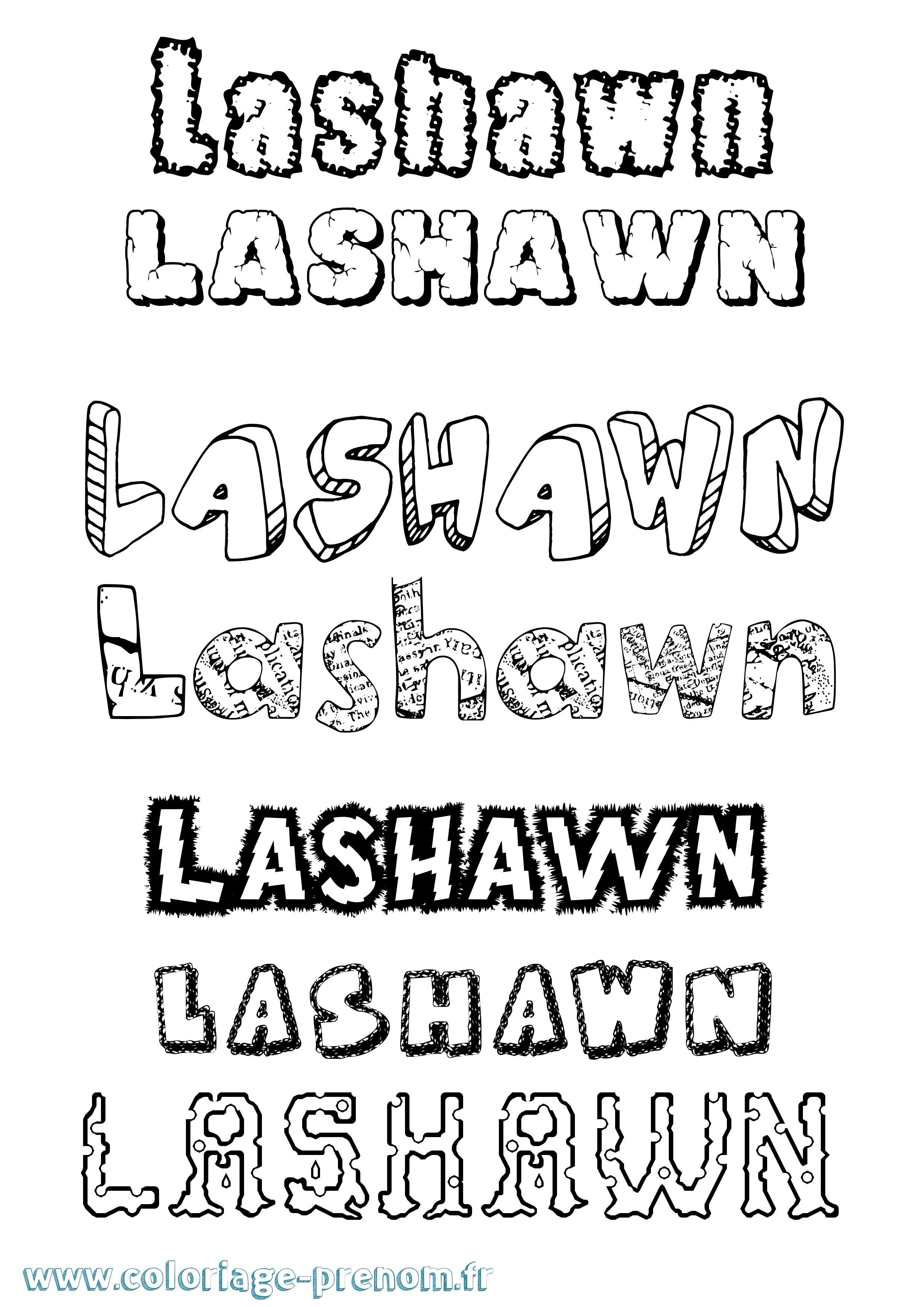 Coloriage prénom Lashawn Destructuré