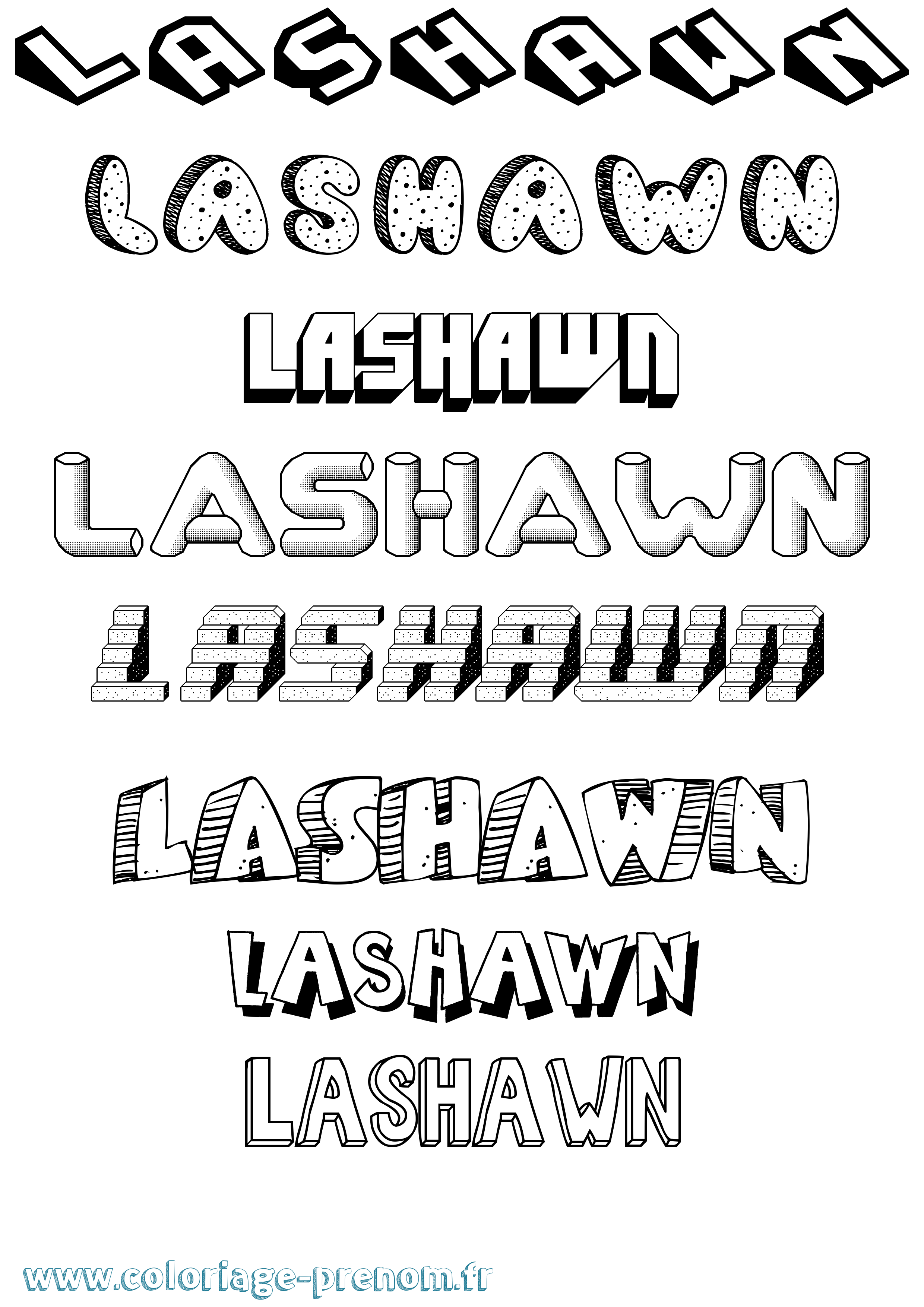 Coloriage prénom Lashawn Effet 3D