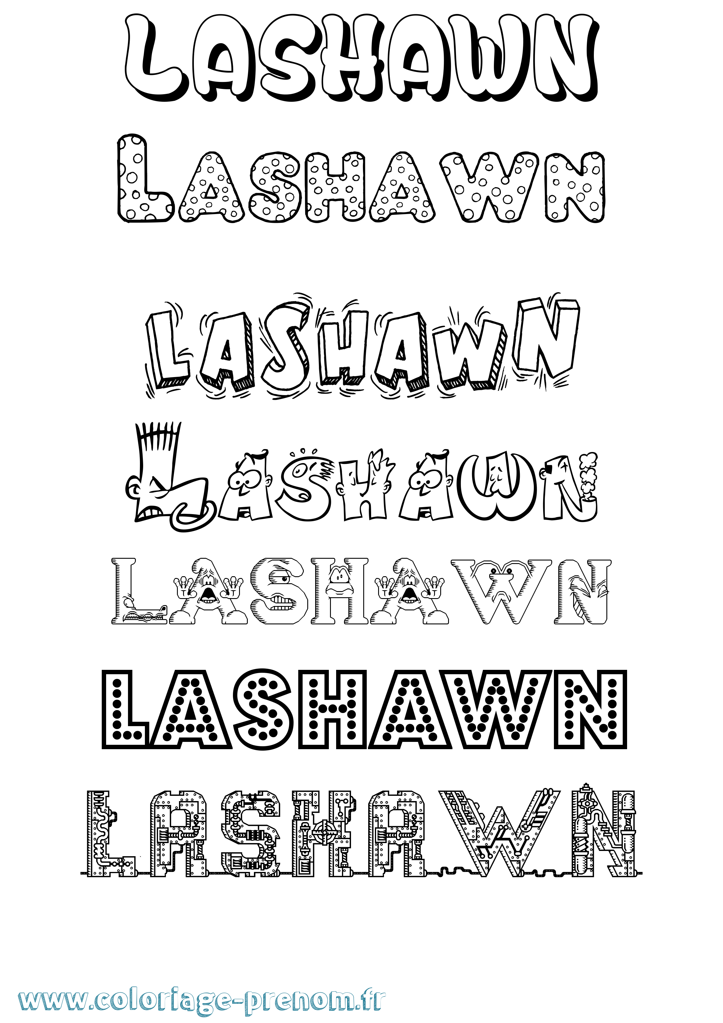 Coloriage prénom Lashawn Fun