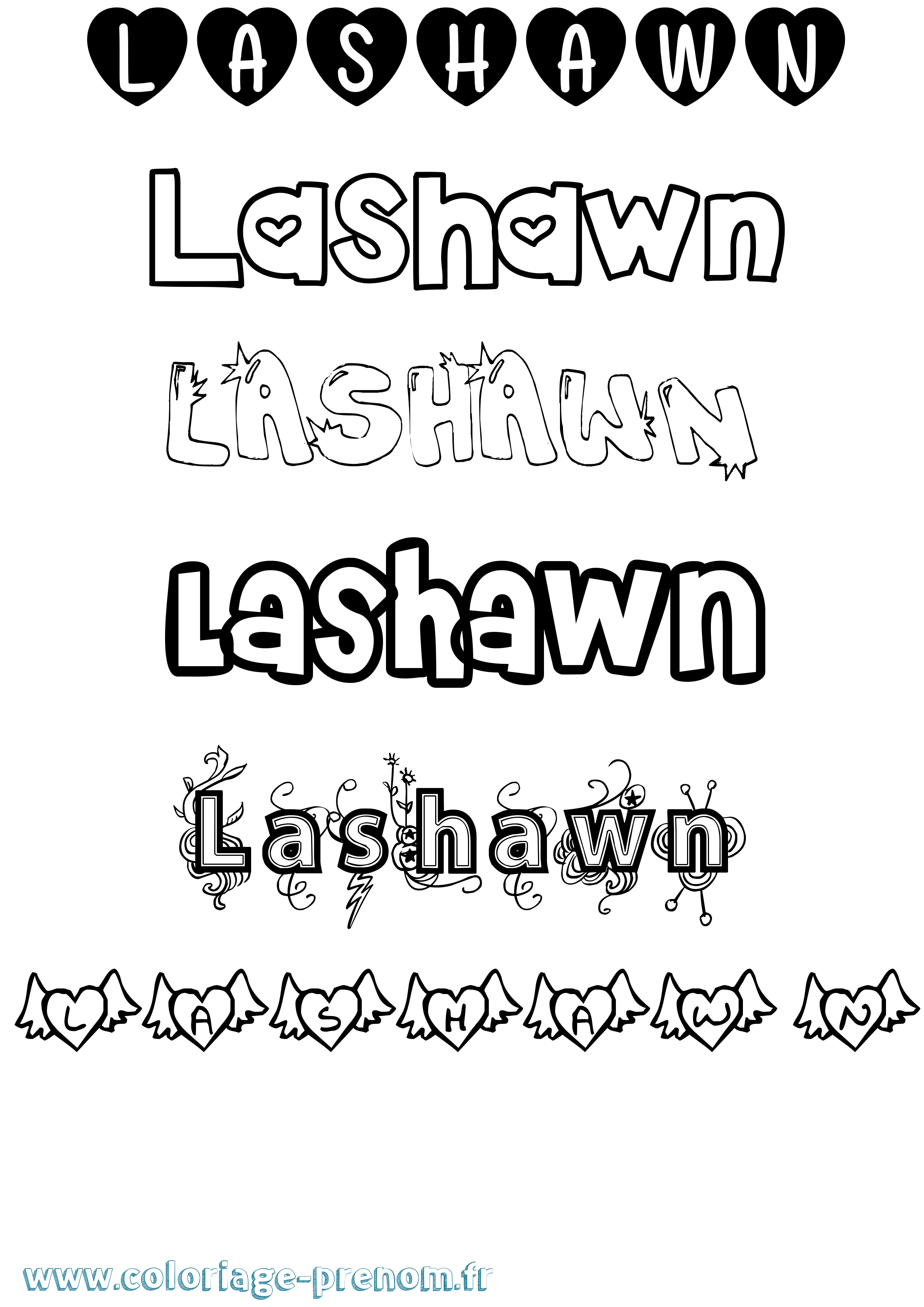 Coloriage prénom Lashawn Girly