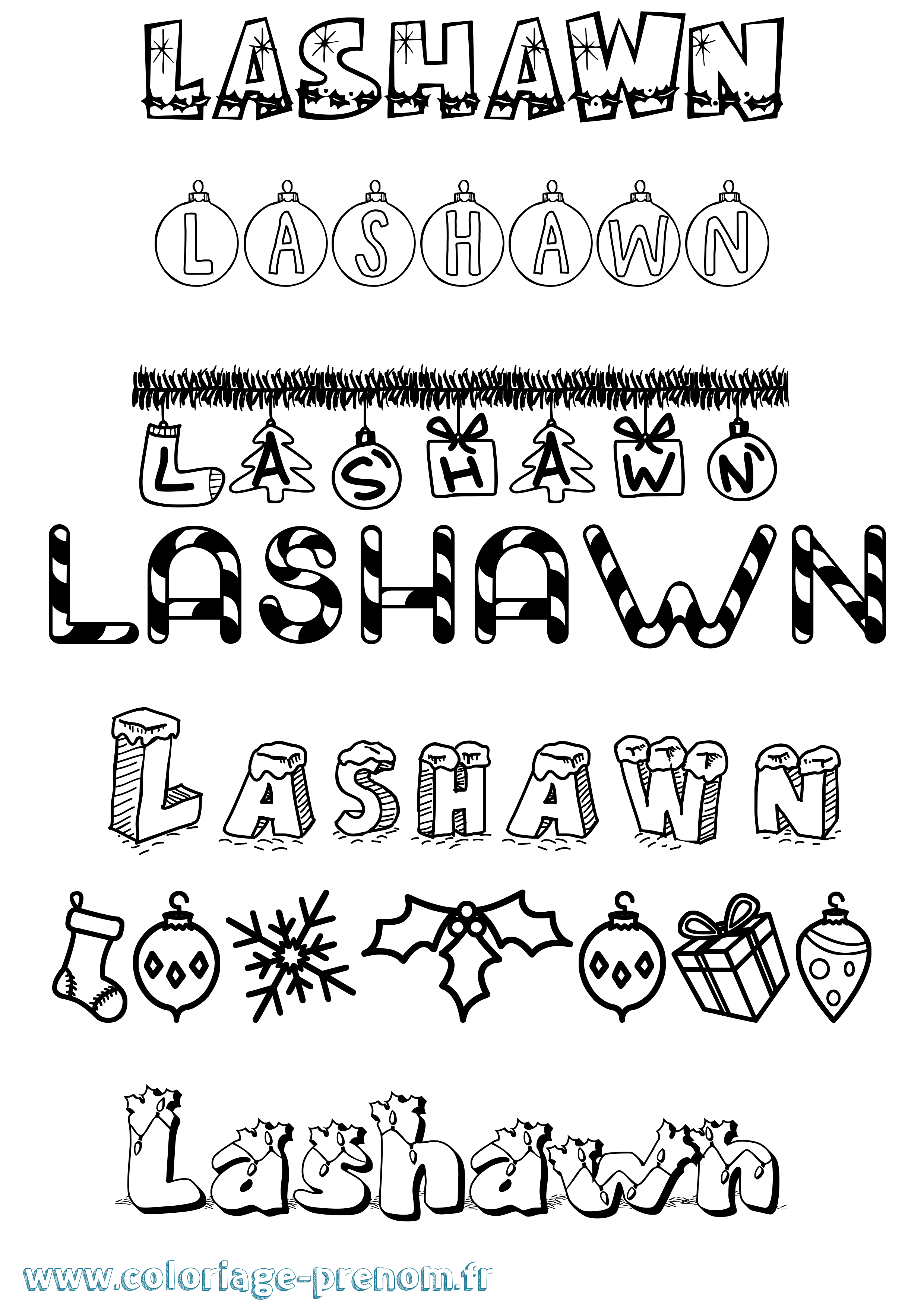Coloriage prénom Lashawn Noël