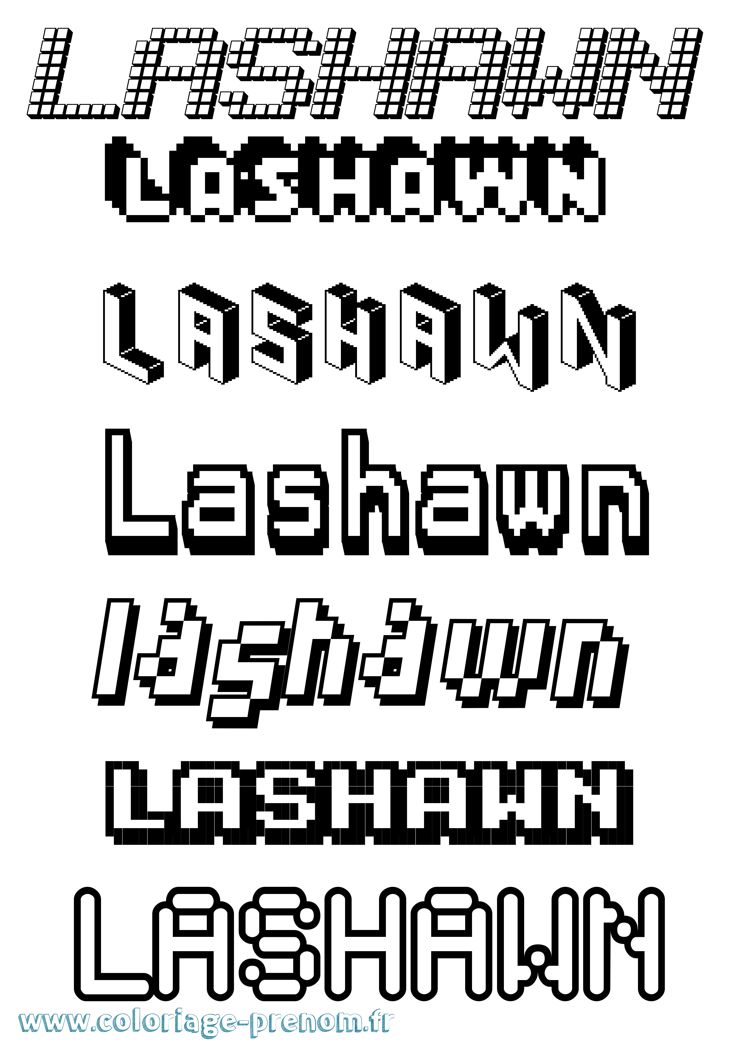 Coloriage prénom Lashawn Pixel