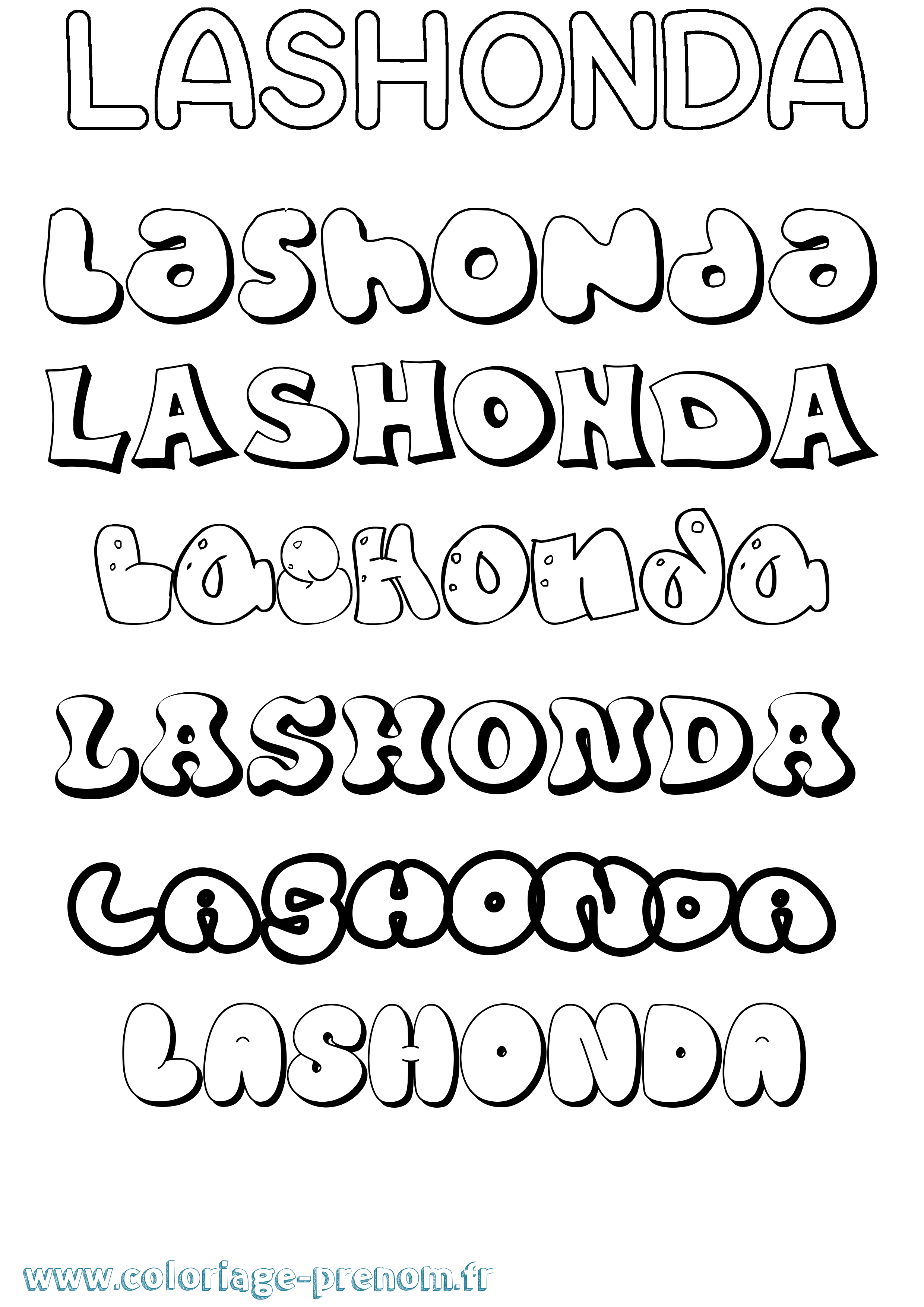 Coloriage prénom Lashonda Bubble