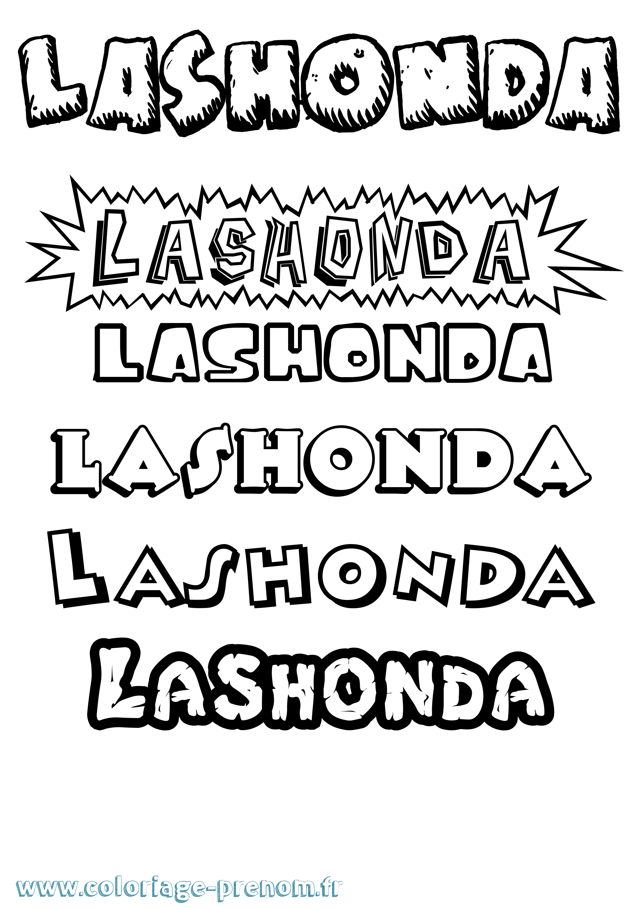 Coloriage Lashonda Dessin Animé Coloriage prénom Lashonda Dessin Animé