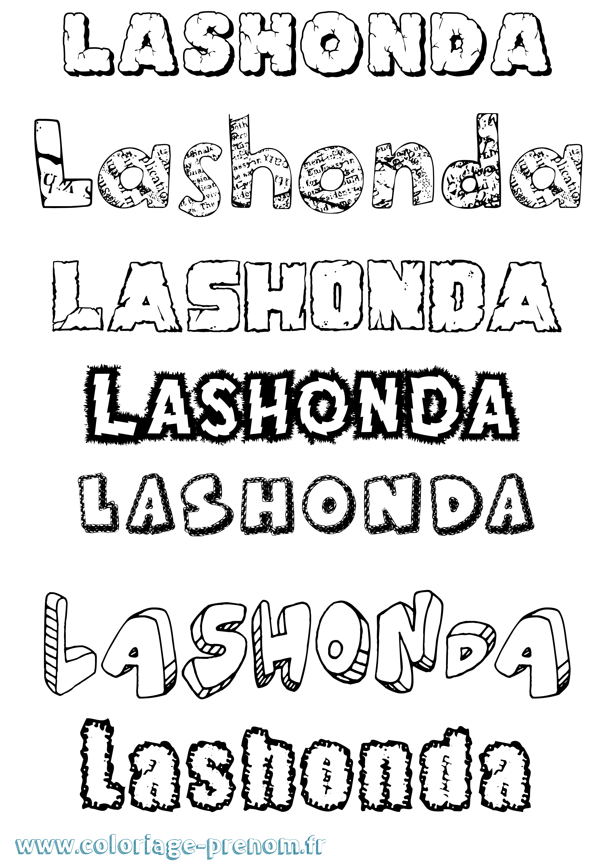 Coloriage Lashonda Destructuré Coloriage prénom Lashonda Destructuré