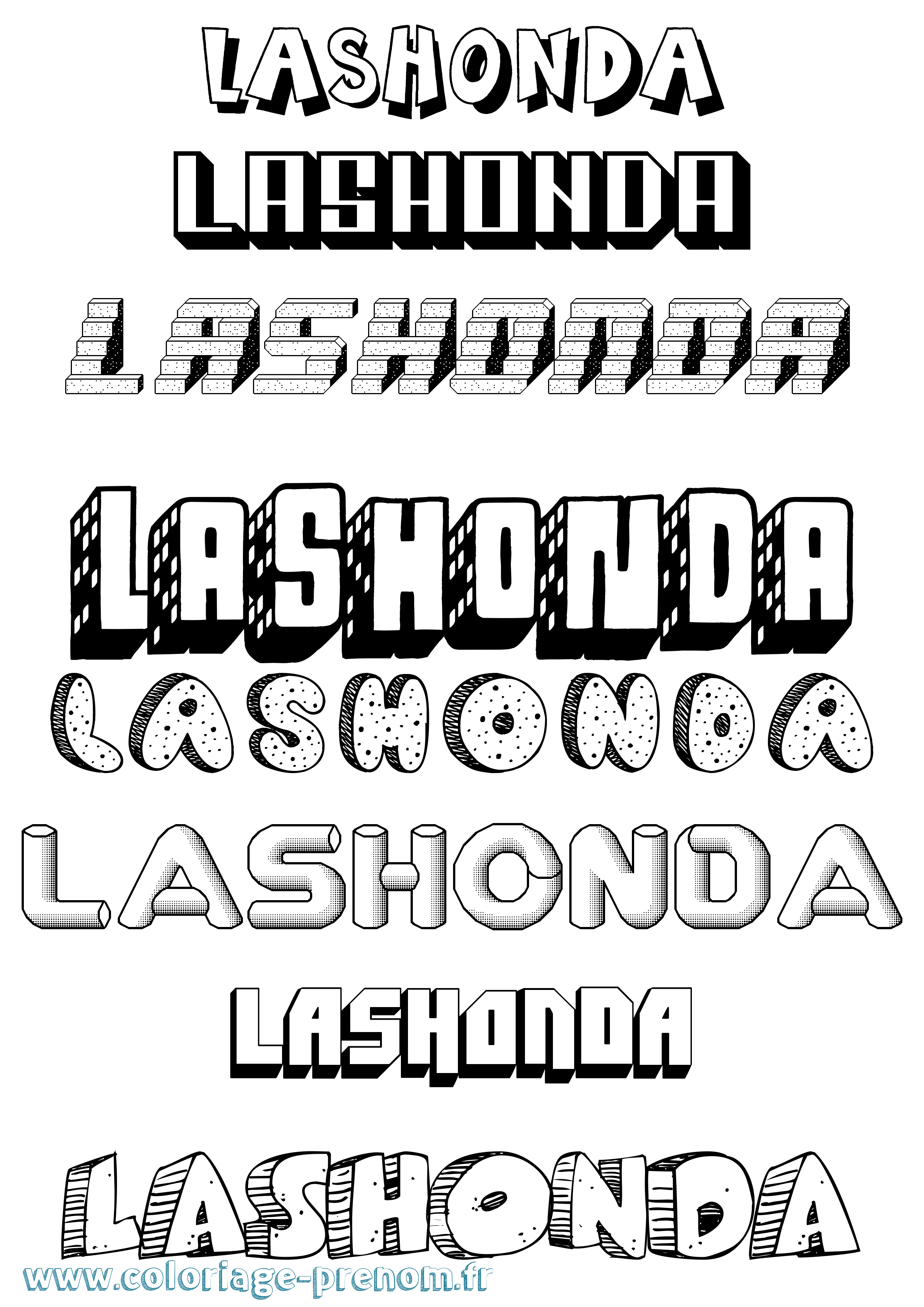 Coloriage Lashonda Effet 3D Coloriage prénom Lashonda Effet 3D