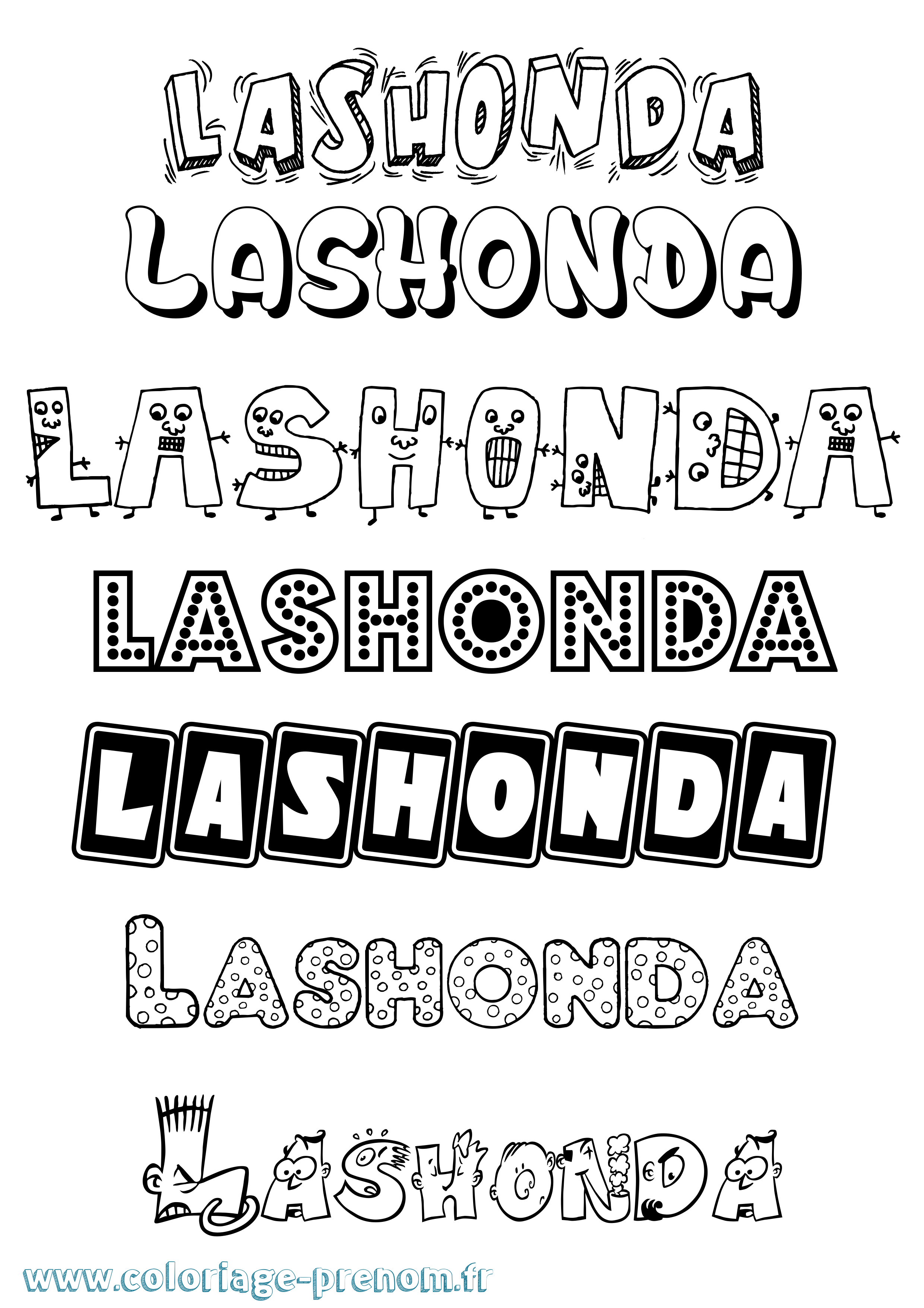 Coloriage prénom Lashonda Fun