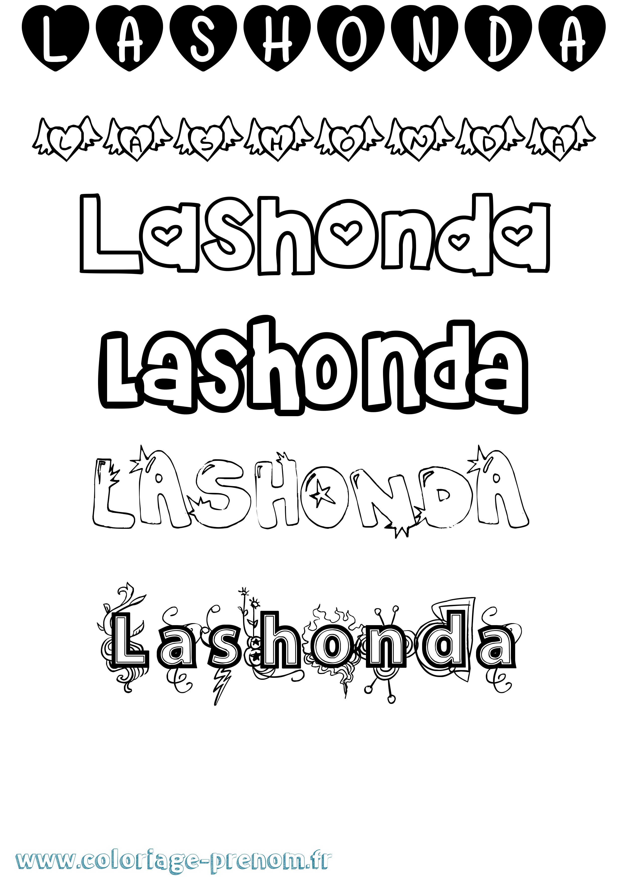 Coloriage prénom Lashonda Girly
