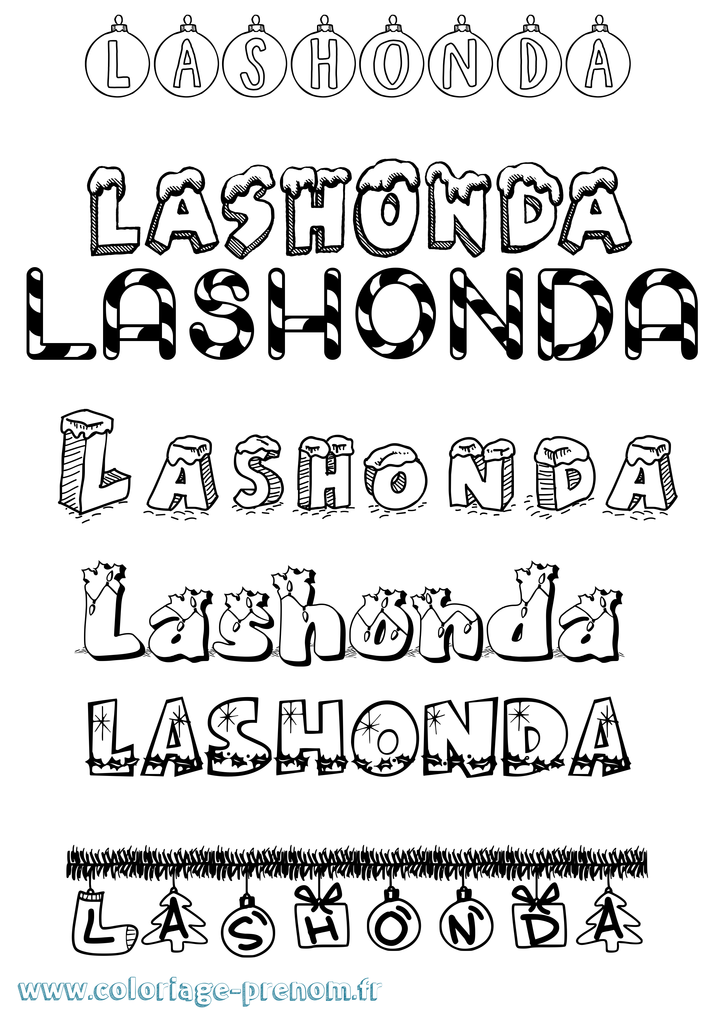 Coloriage prénom Lashonda Noël