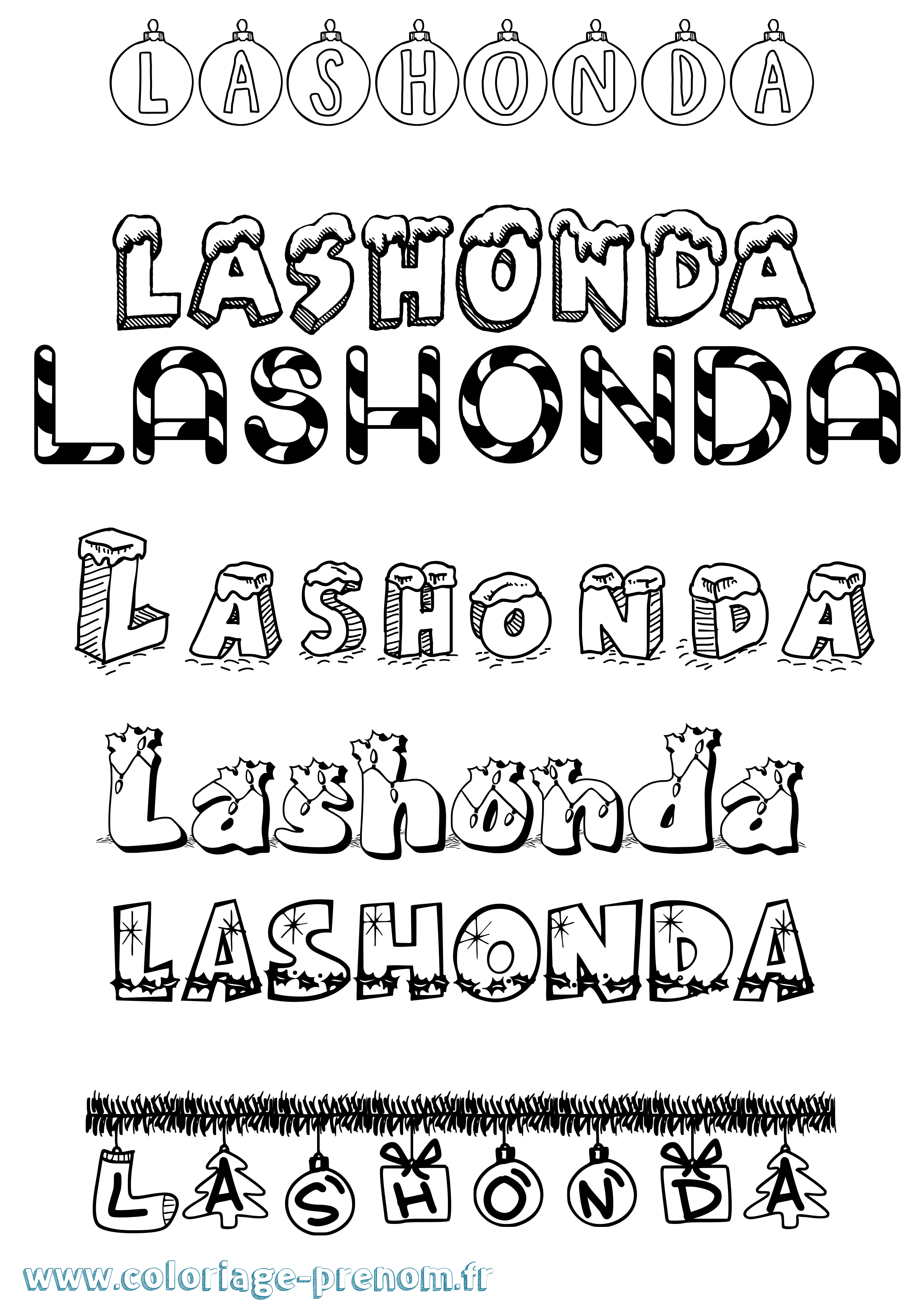 Coloriage Lashonda Noël Coloriage prénom Lashonda Noël