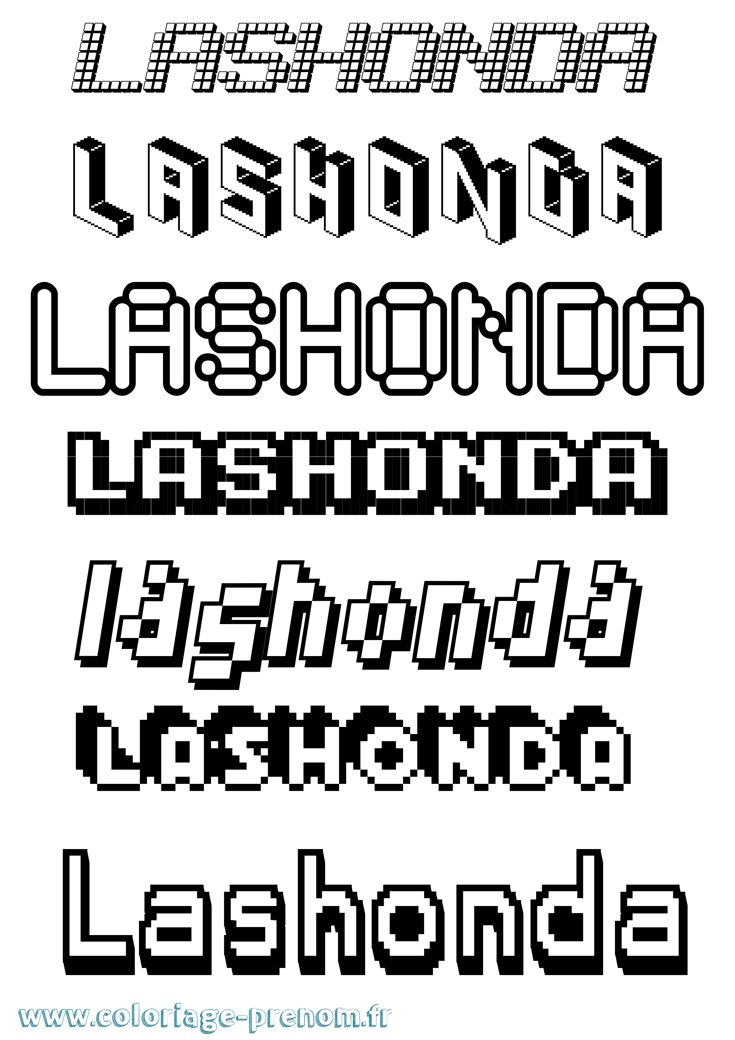Coloriage prénom Lashonda Pixel
