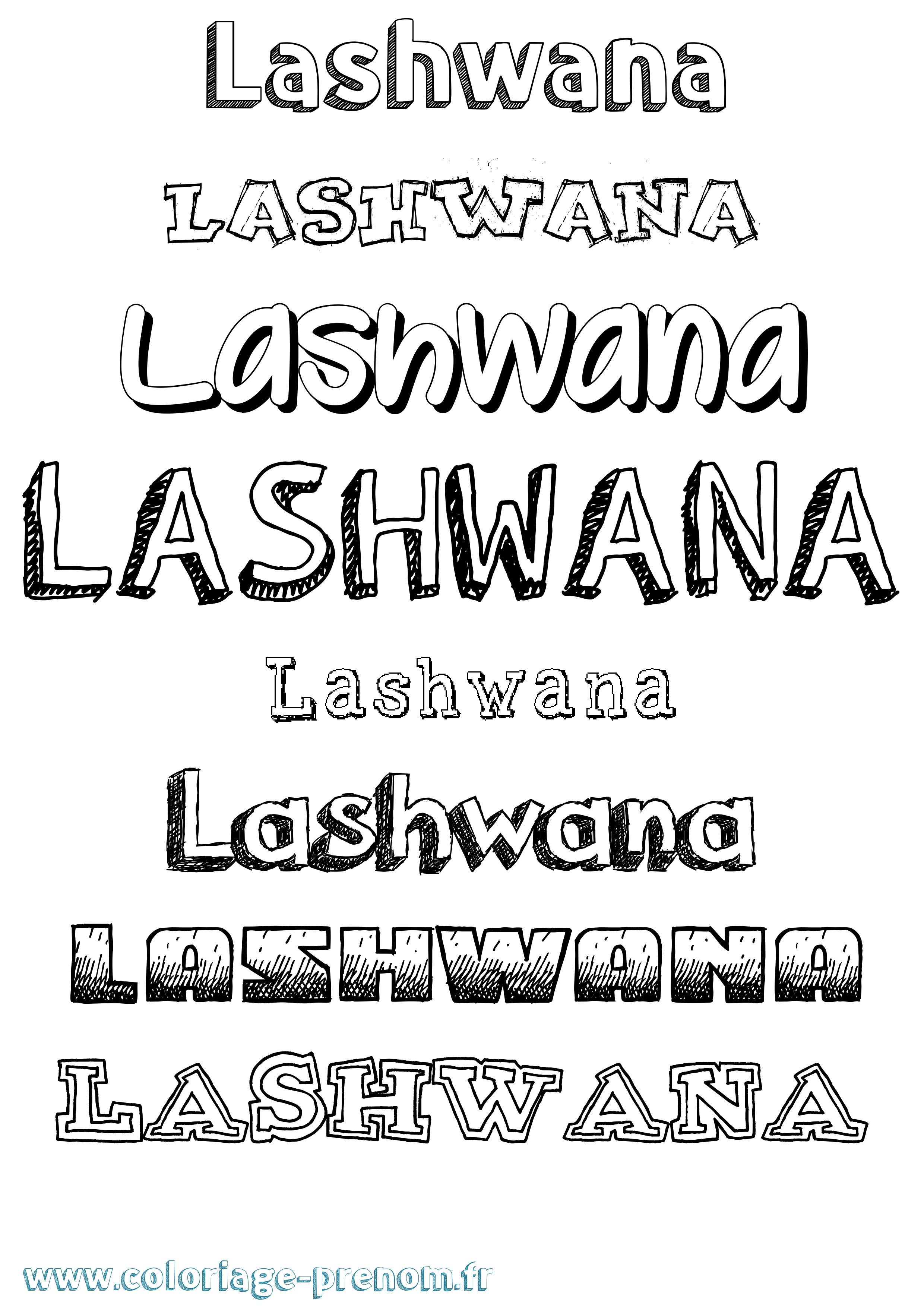 Coloriage prénom Lashwana Dessiné