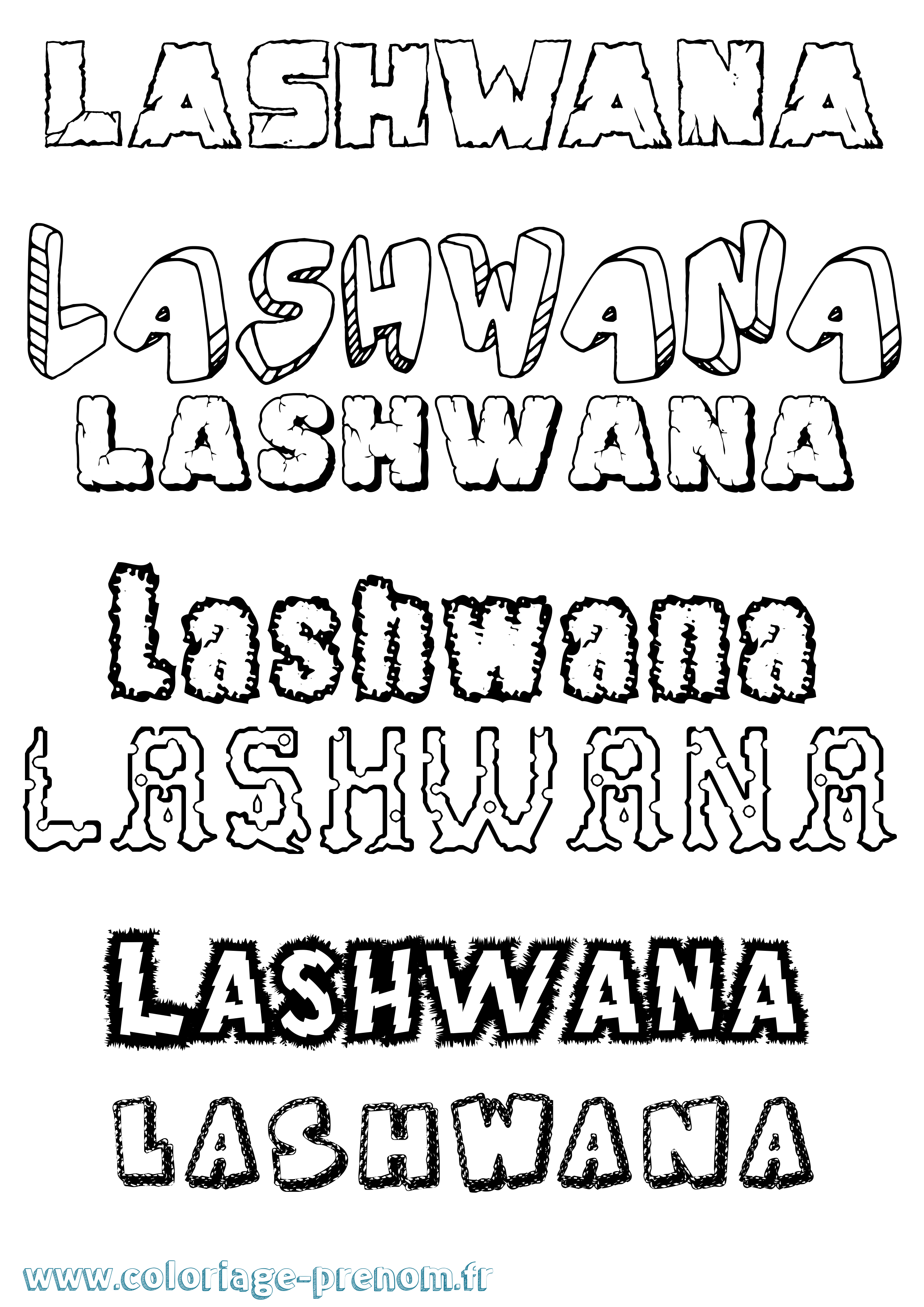 Coloriage prénom Lashwana Destructuré